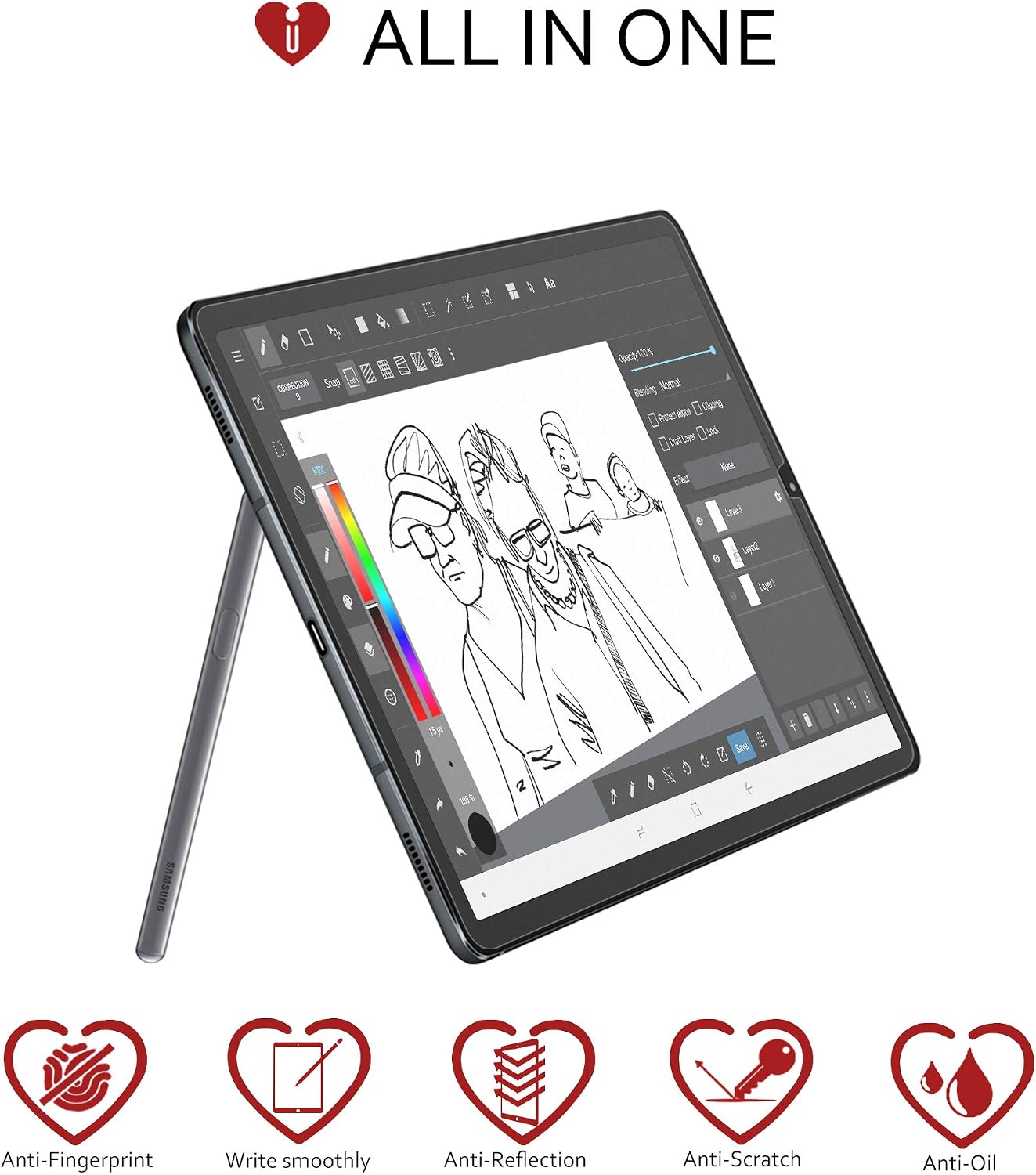 iCarez Anti-Glare Matte Screen Protector for Galaxy Tab S6 / Tab S5E, 10.5 Inches, 2-Pack Not Glass