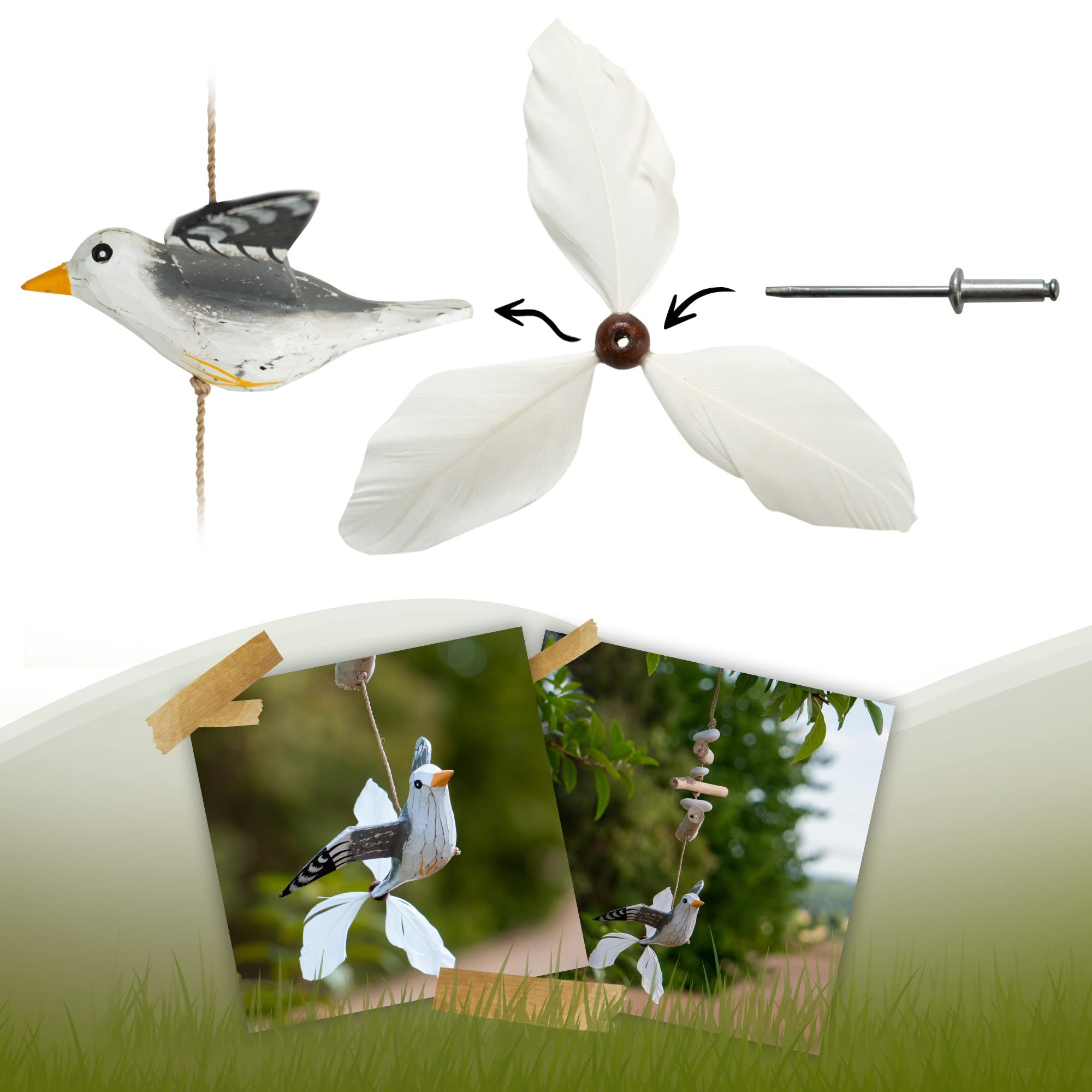Carillon à Vent En Bois – Mouette Volante – Décoration Marine Et Plage
