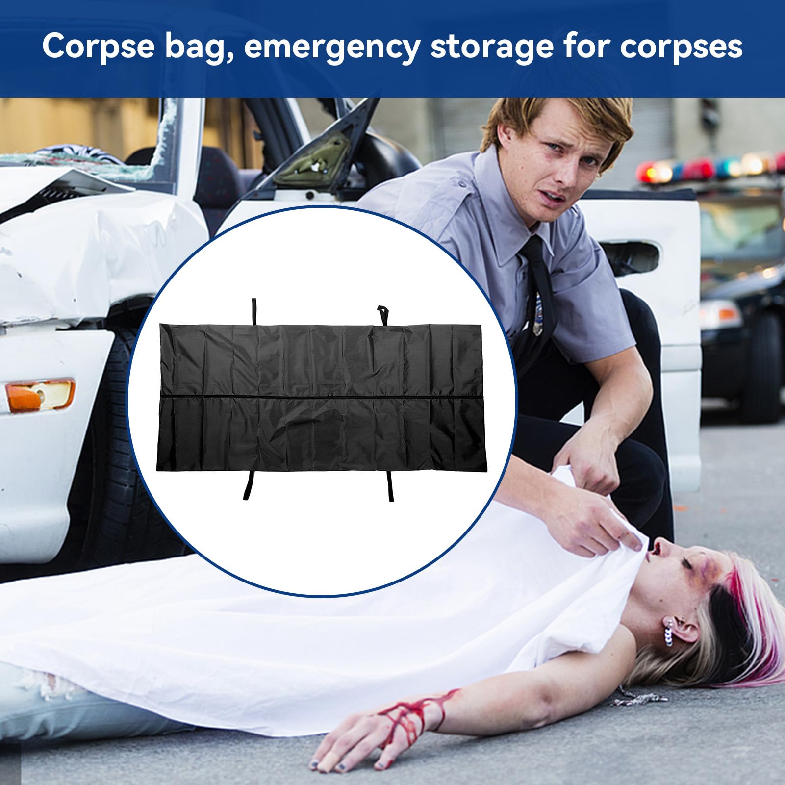 Agatige Civière de Stockage et de Retrait D'urgence pour Sac Mortuaire, Imperméable Nacelle Légère pour Animal Domestique avec 4 Poignées de Transport Fournitures Funéraires(Noir)