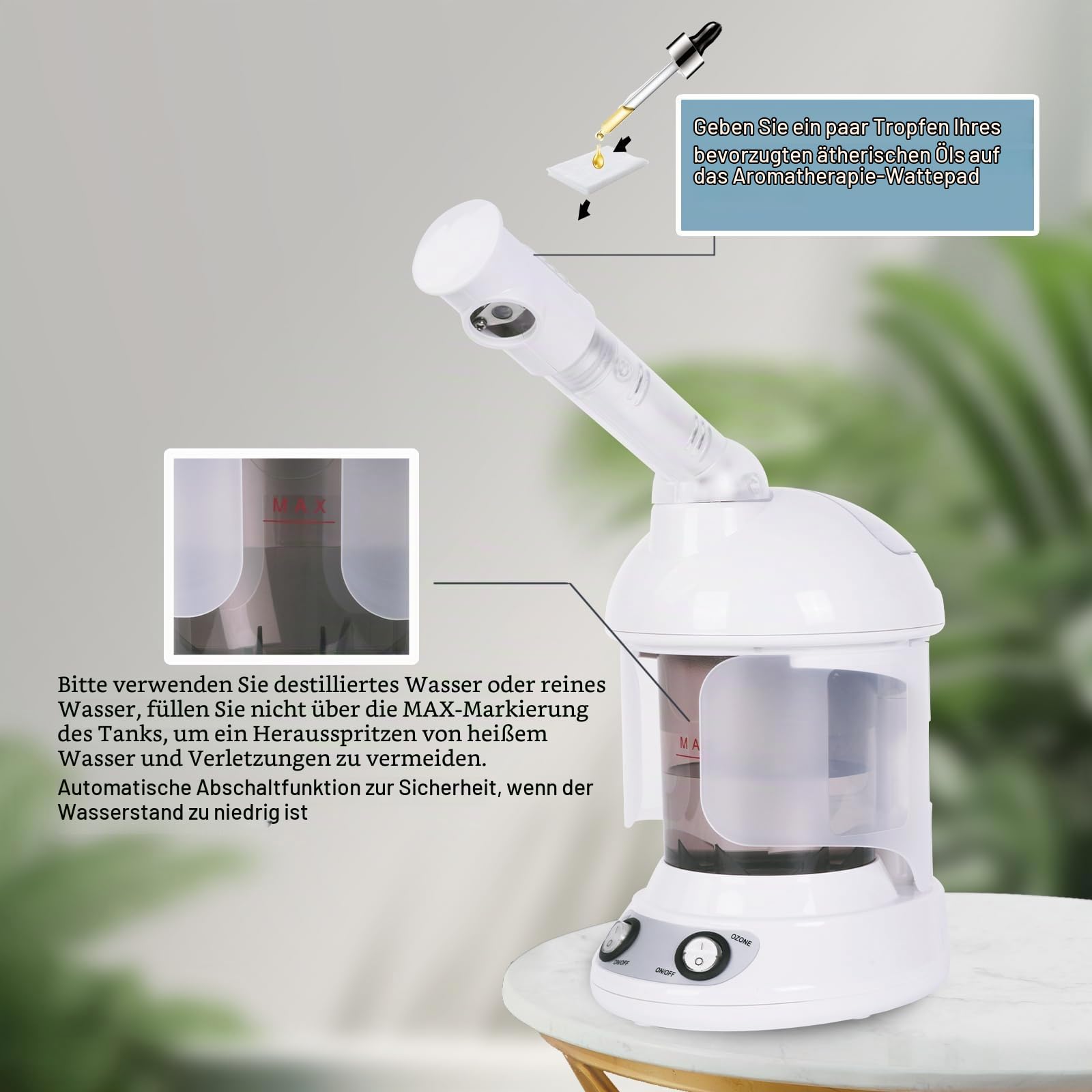 Gesichtsdampfer, Professional Nano Ionic Dampfgerät, Porenreiniger Gerät für Gesicht, Persönliche Hautpflege, Gesicht SPA, Weiß