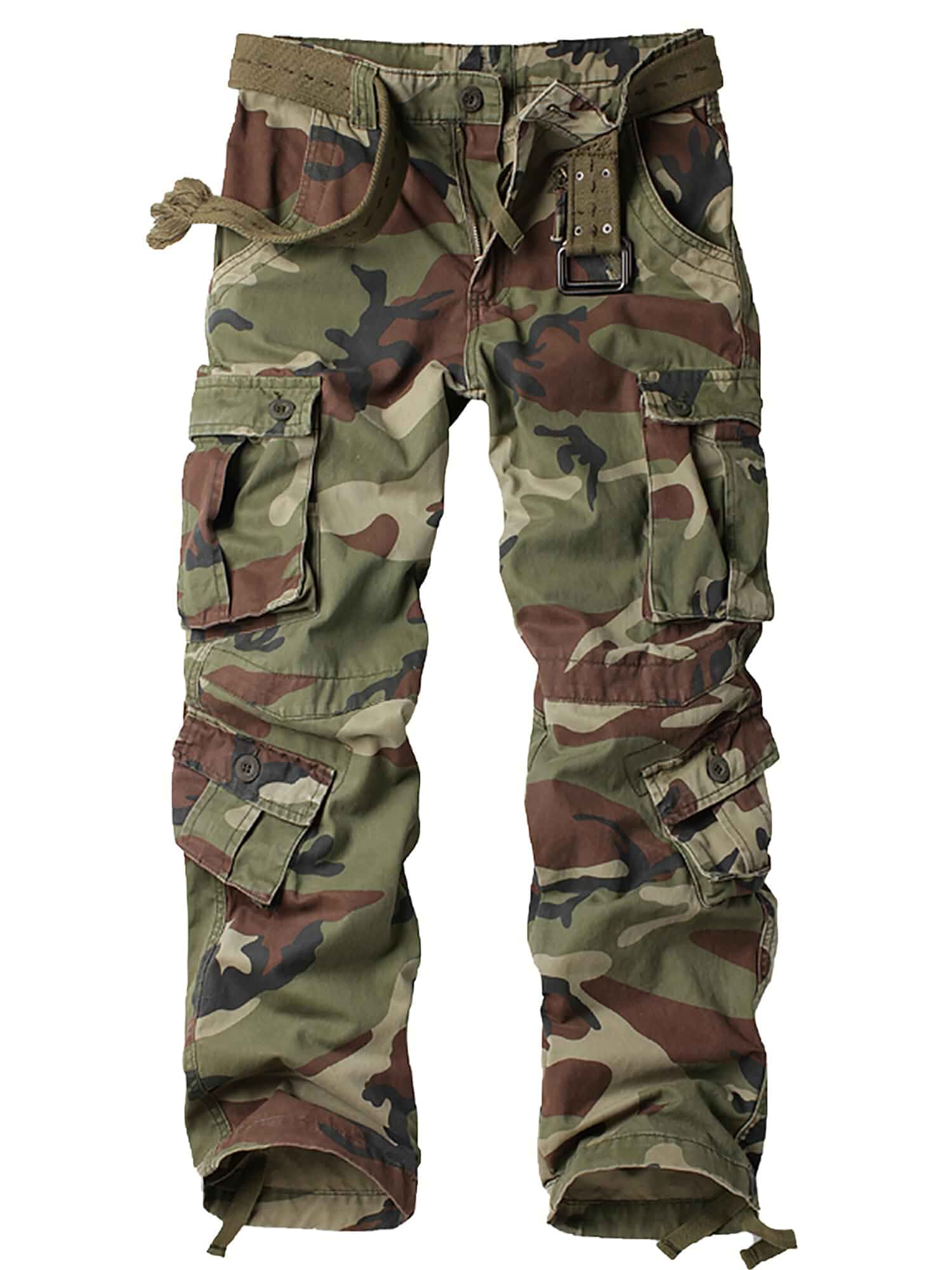 AKHIKING Men's Camo Cargo Work Pants Cotton Tactical Ripstop Casual Combat Pants with 8 Pockets