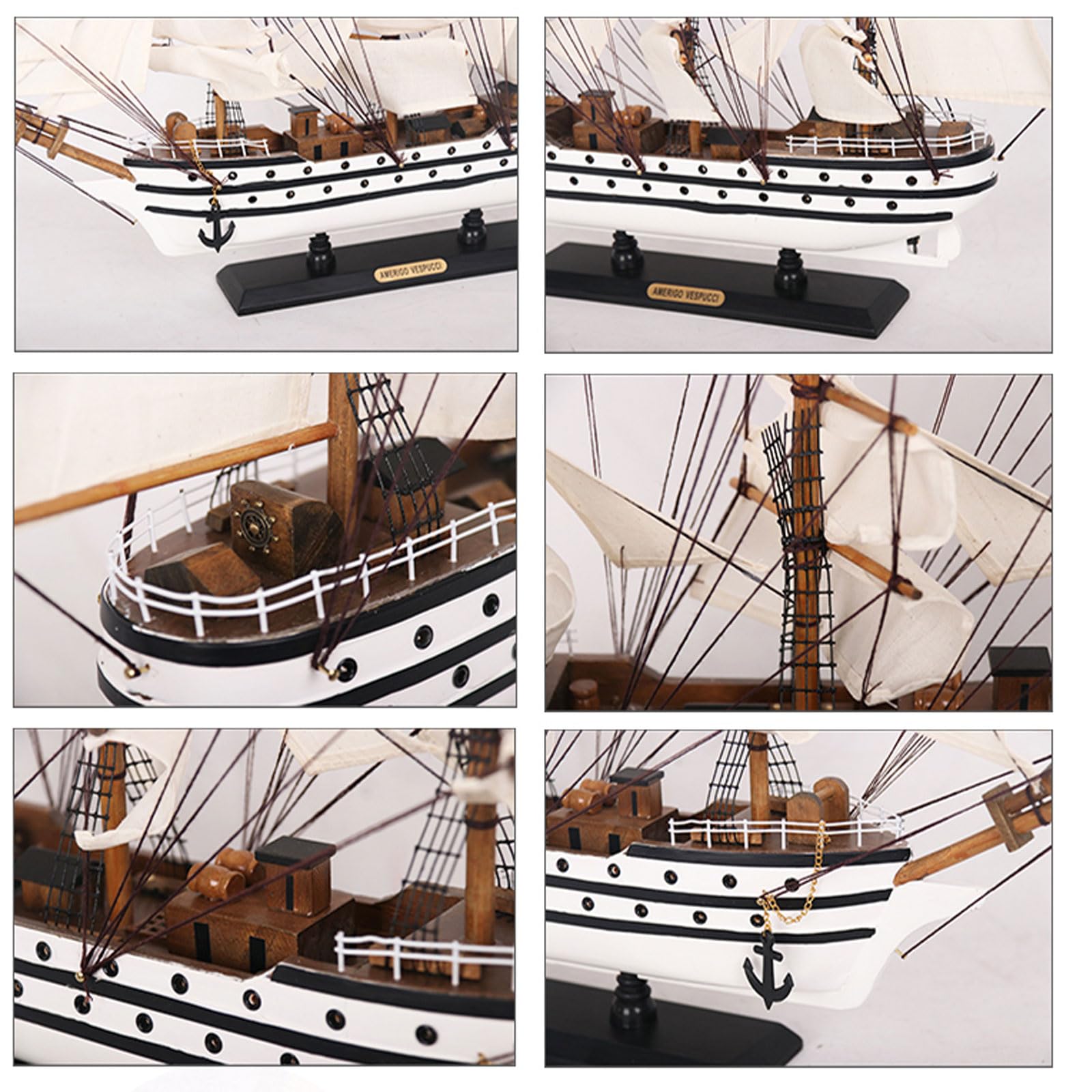 YLME Modellino Di Nave in Legno 65 cm Modello Di Barca A Vela in Legno Massello Amerigo Vespucci Ornamenti Nautici in Legno Completamente Assemblati Collezione Per La Decorazione Della Casa