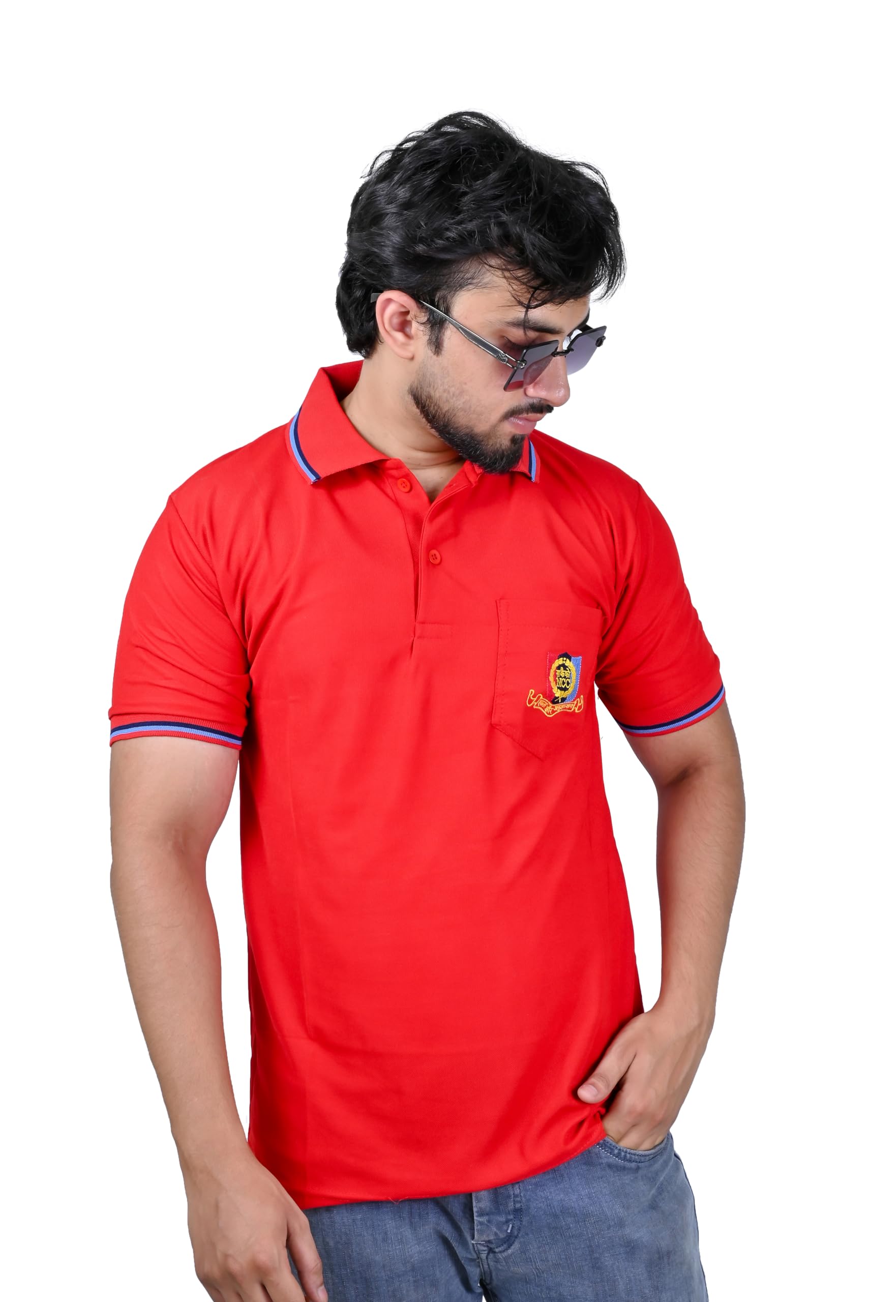 NCC Men's Red Polo T-Shirt with Embroidered Logo & Back Print-image-19