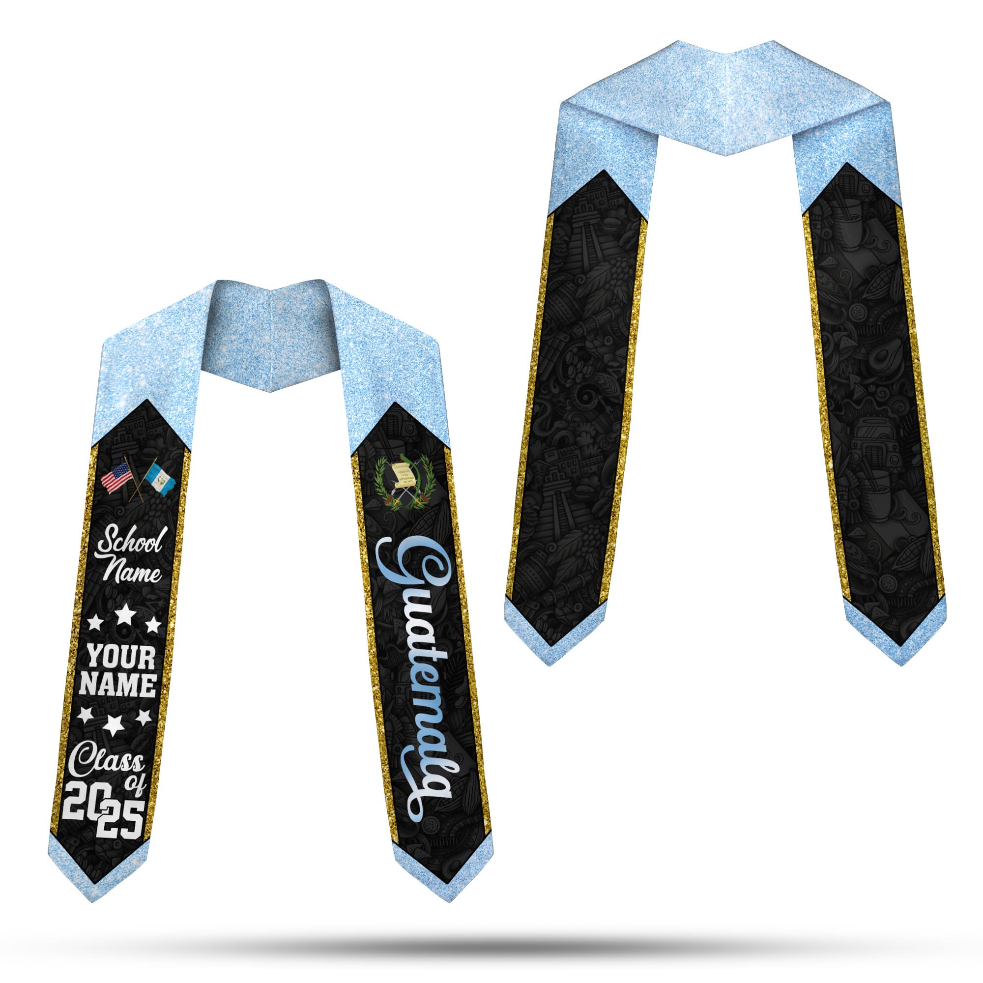 MonkeyVan Personalized Guatemalan Graduation Sash 2025,Custom Guatemala Flag Stole,Guatemala Graduation Stole Class of 2025 S197