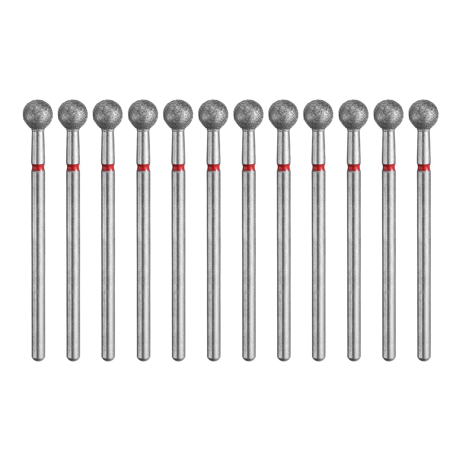 HARFINGTON 12 brocas de diamante de grano 200-230 de 5 mm, cabeza de bola de 2,35 mm, vástago de 5 mm de longitud, herramienta giratoria para molienda de vidrio de cerámica, pulido