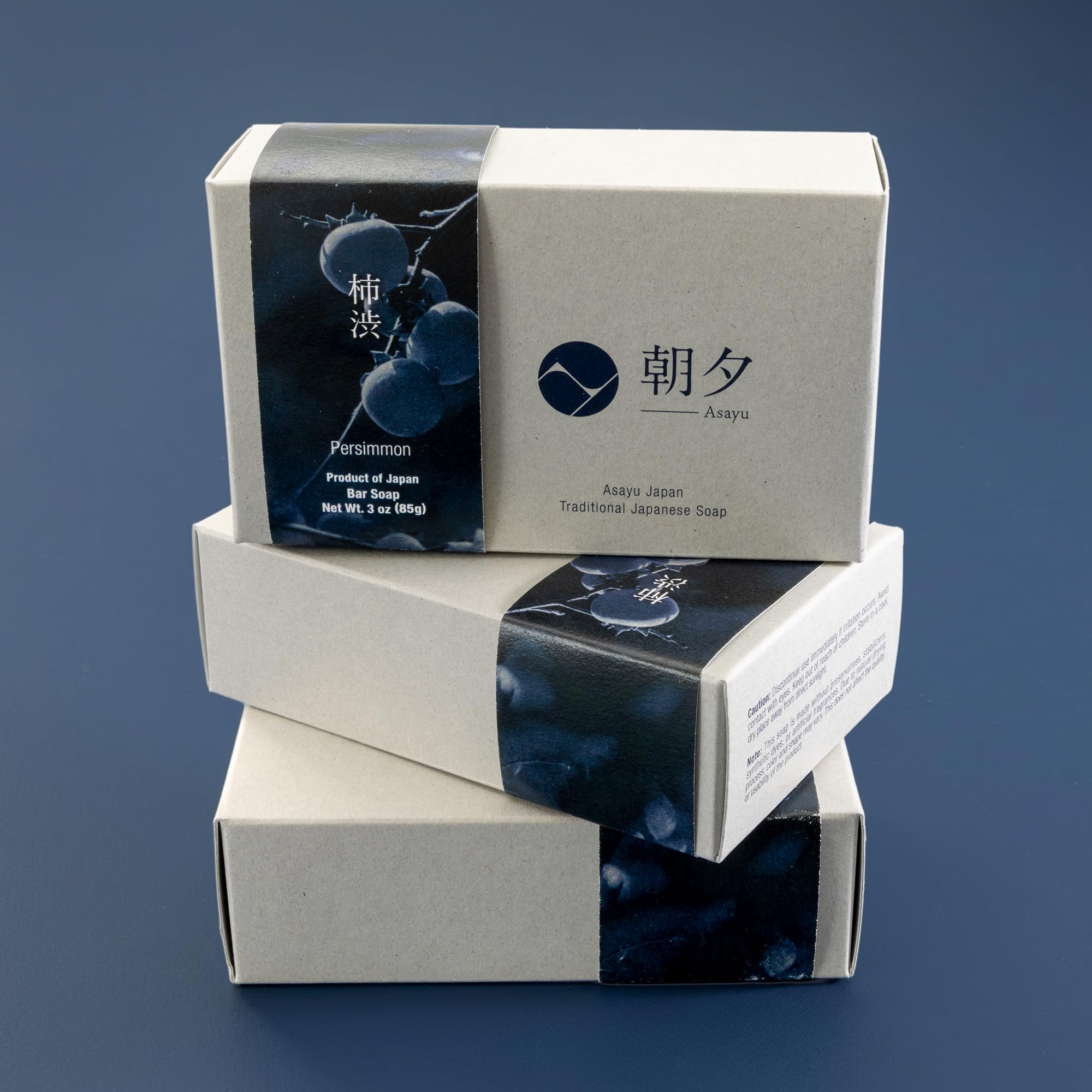 Asayu Japan Persimmon Körperseife - 3er-Pack, je 85 g (3 x 85 g), natürliche Körpergeruch-Seife für Männer und Frauen, sanft zu allen Hauttypen