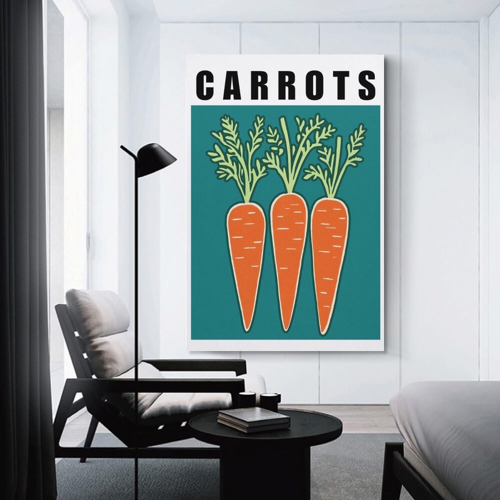 Junmoney Unframe-Style-15 Canvas Art Print Carrots Minimalist Vegetable Kitchen Art Print, 20X30inch(50X75cm), For Contemporary Homes, Apartments Or Offices, Decorative Canvas Decor For Home Updates