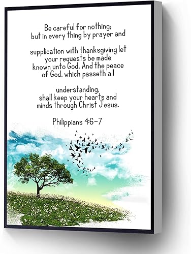 Miniatura 12 de Lienzo impreso de Filipenses 4 y 13 con texto en inglés "I Can Do All Things Through Christ Who Strengthens Me", versículo bíblico, póster listo