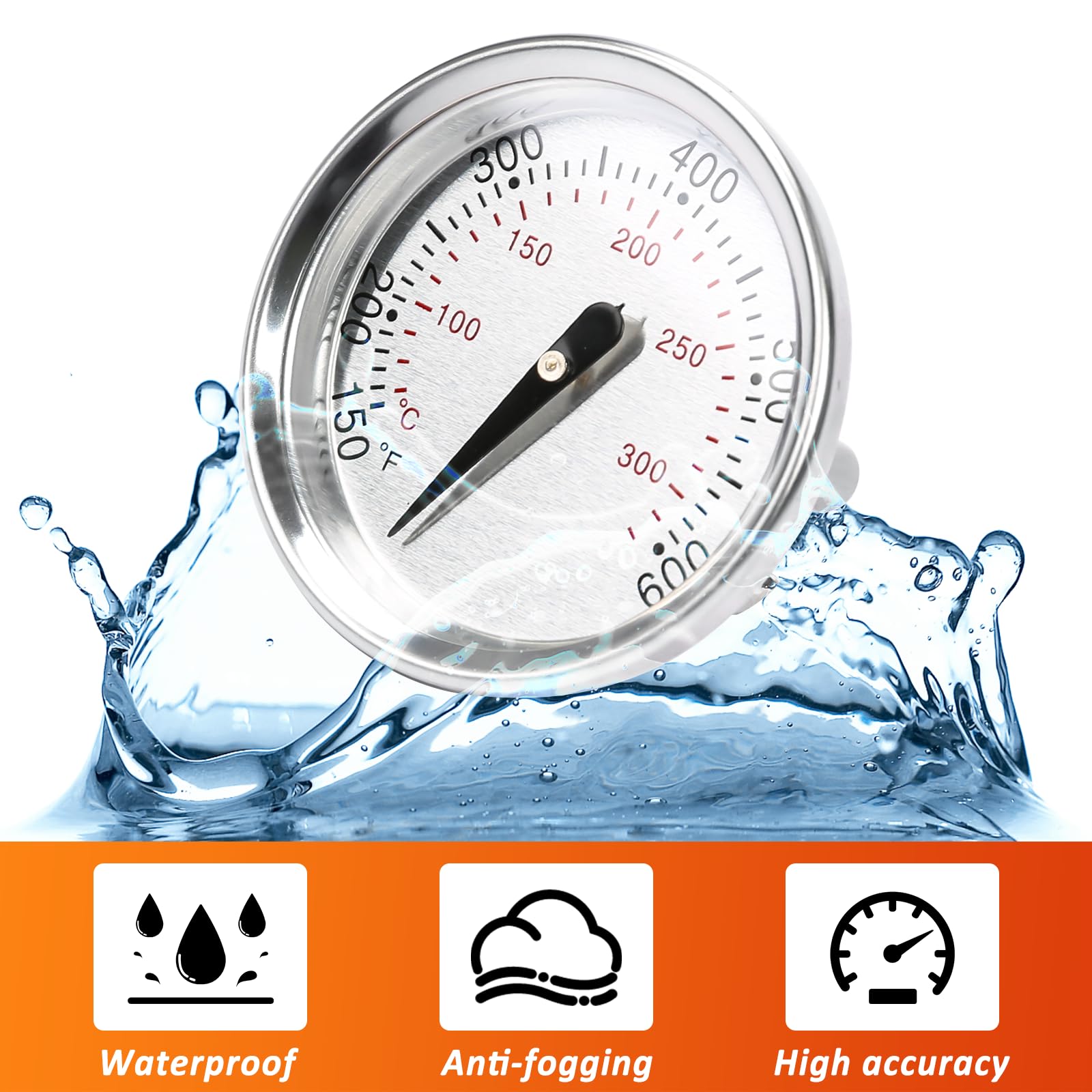 Denmay Termómetro para barbacoa de repuesto para medidor de temperatura Weber (para Weber Spirit 200 y 300 grills)