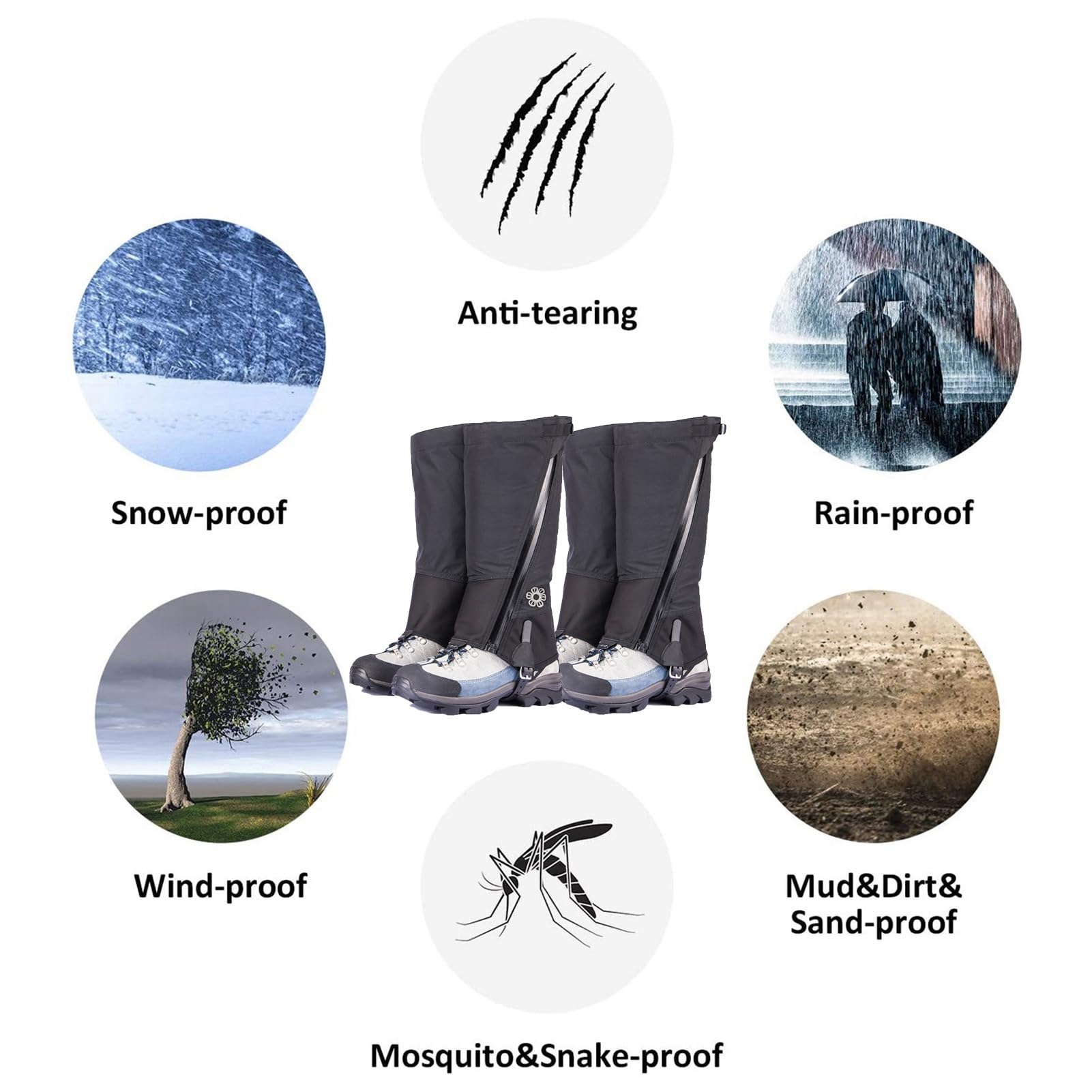 Guêtres de Jambe, Ouvertures de réglage cachées Guêtres de Raquette à neigeGuêtres d'extérieur, adaptées à l'alpinisme, à l'escalade, au Ski, à l'extérieur et à la randonnée