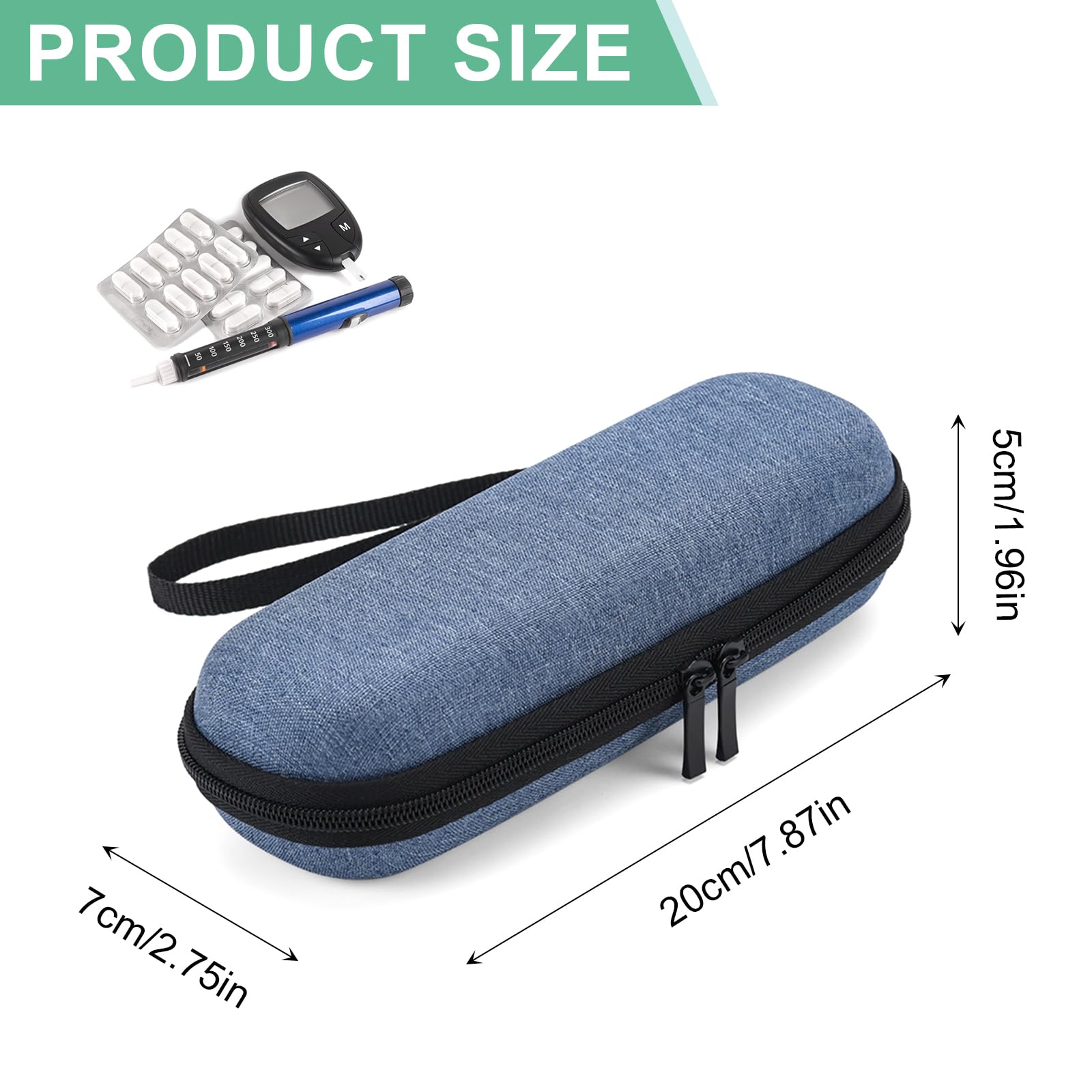 Borsa Termica per Insulina e Medicinali Da Viaggio - Porta Insulina Termico Portatile, Astuccio Contenitore per Siringhe (Solo Borsa, Blu Navy)