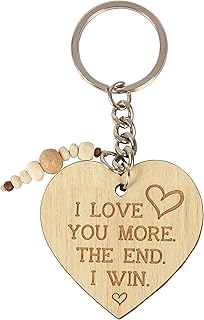 Inkdotpot Funny Keychain I Love You More The End I Win. Wood Engraved Keychain