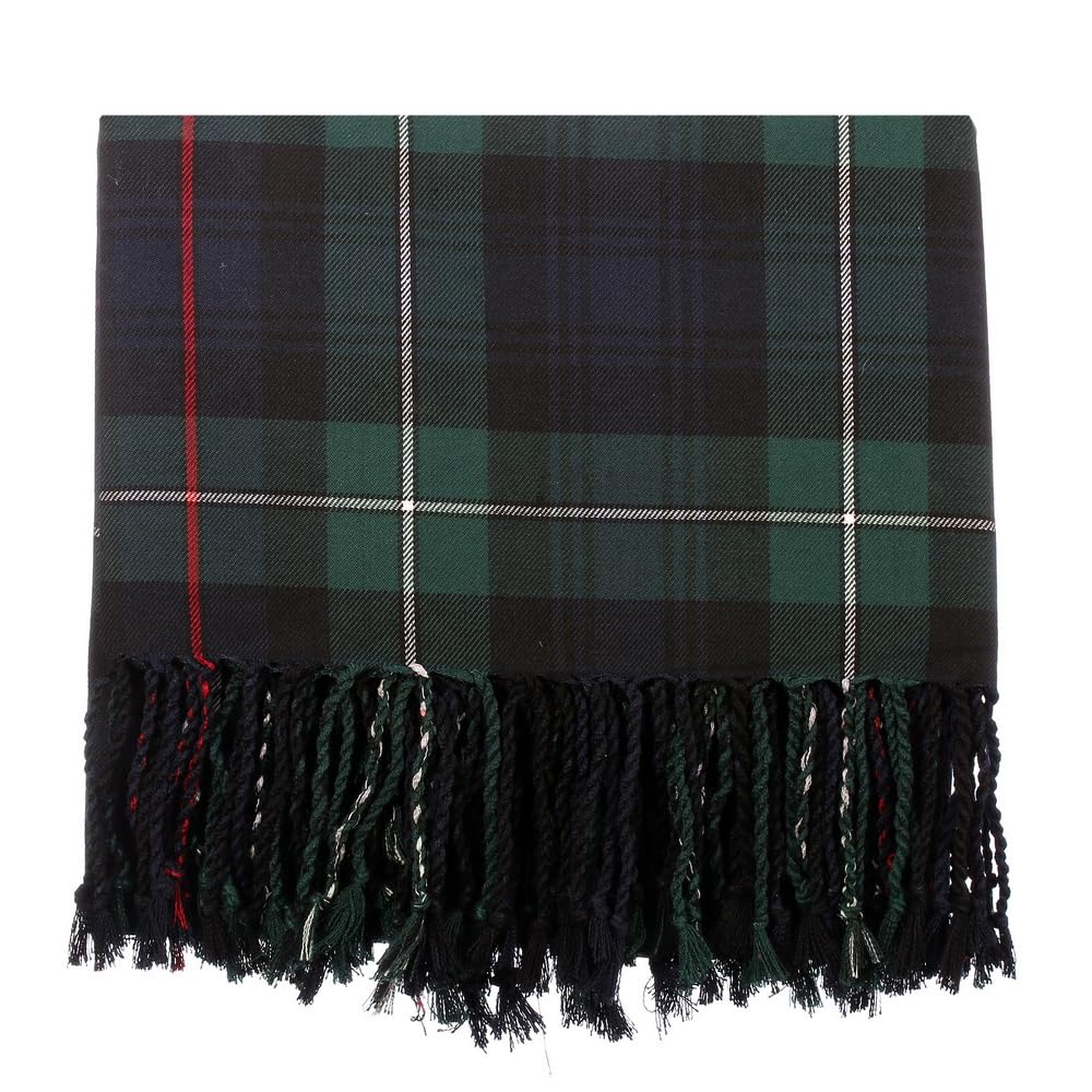 The Scotland Kilt Company Men's Scottish Fly Plaid in MacKenzie - Tartan Polyviscose Lightweight Durable Shawl with Purled Fringe - 39” x 39”