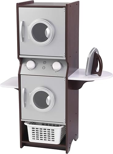 KidKraft Juego de ropa de cama infantil para niños juguete apilable de madera con plancha y cesta expreso regalo para mayores de 3 años