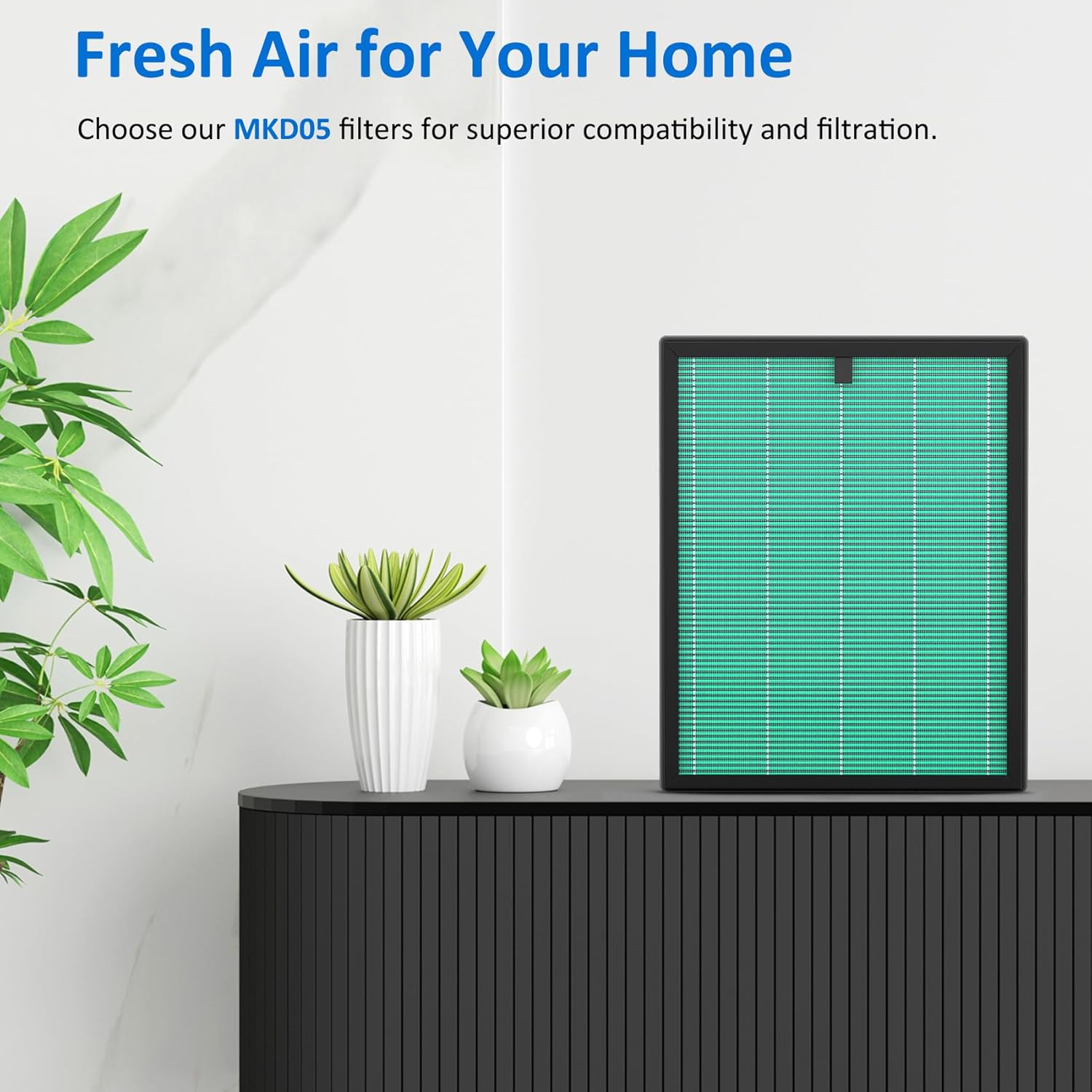 3 Pack MK-D05 Air Filter Replacement for MKD05 Air Purifier, 4-in-1 High-Efficiency Filter - Pet Dander Version, Green