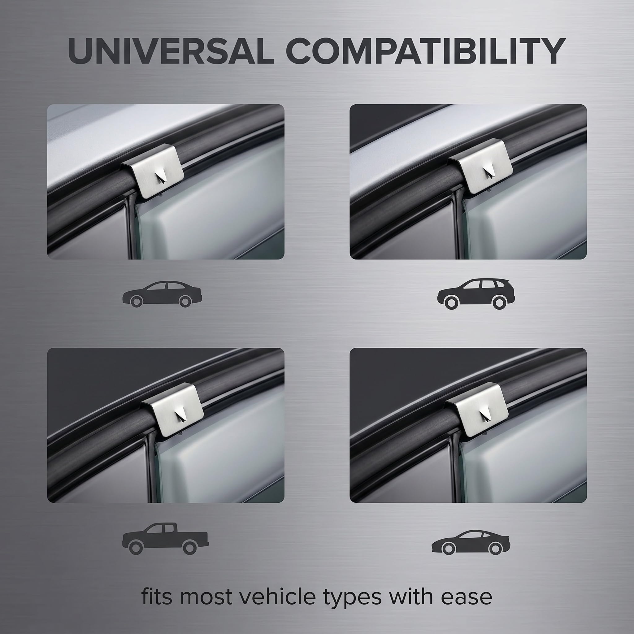 16 Pezzi Deflettori Finestrini Auto,Wind Deflector Fitting Clip Auto,Windscreen Slot Fixing Deflettori Auto, Clip Auto,Deflettori in Acciaio per Parabrezza Auto in Acciaio Inossidabile