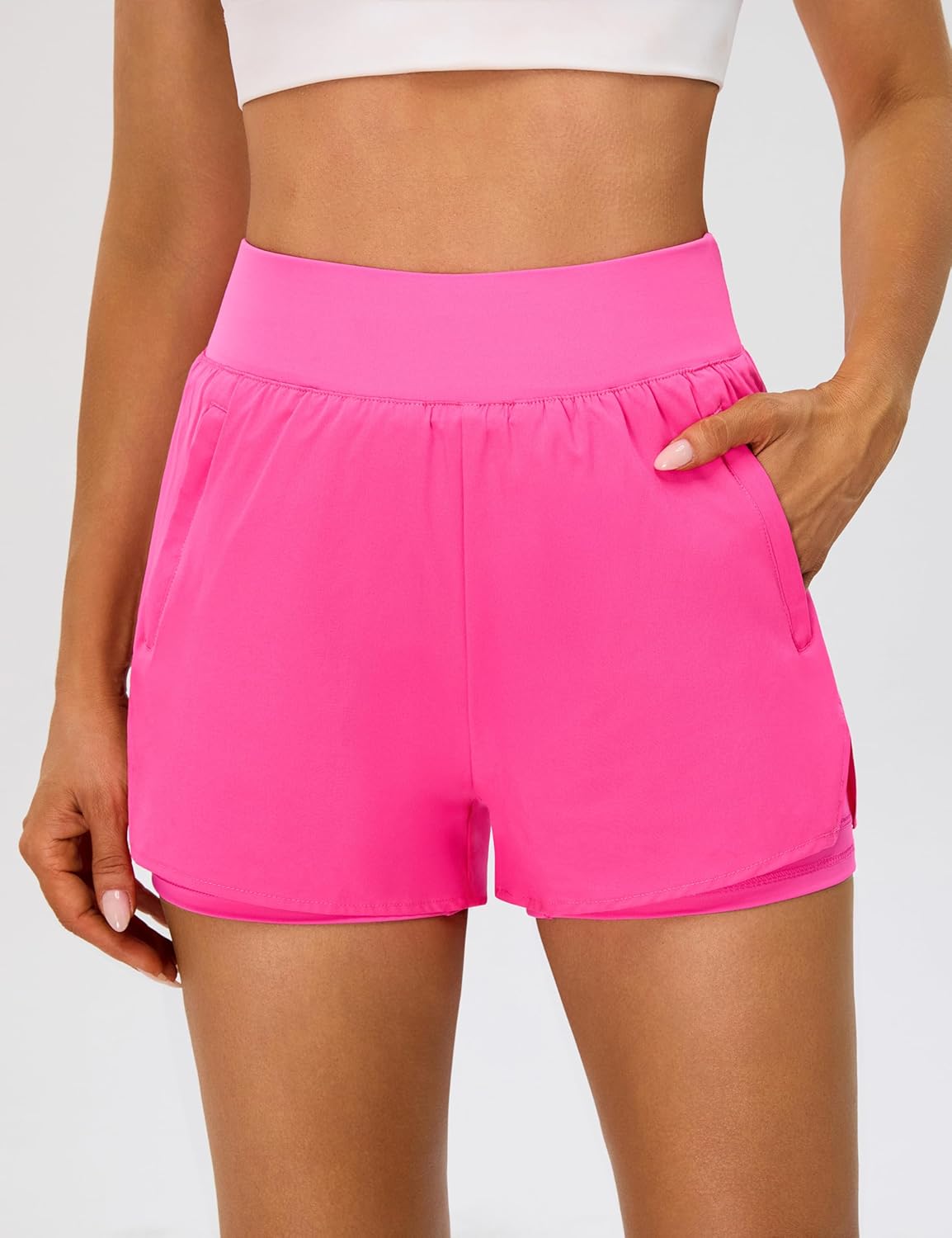 BMJL Womens 2 in 1 Running Shorts with Zip Pockets 3" Quick Dry High Waisted Gym Workout Shorts with Liner - Image 5