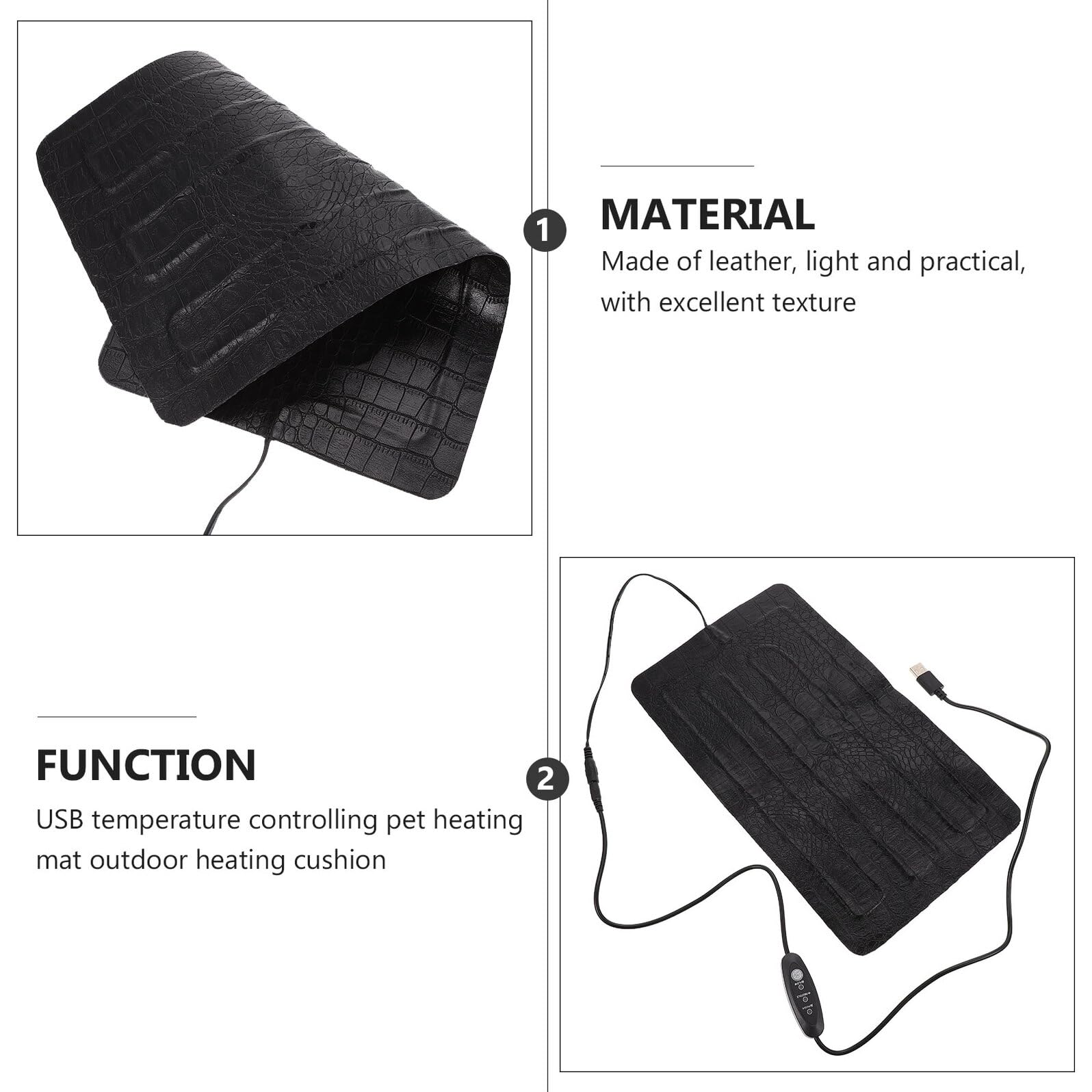 POPETPOP Alfombrilla Calefactable para Reptiles Control de Temperatura USB de 3 Niveles, Manta Térmica Portátil para Mascotas y Uso al Aire Libre