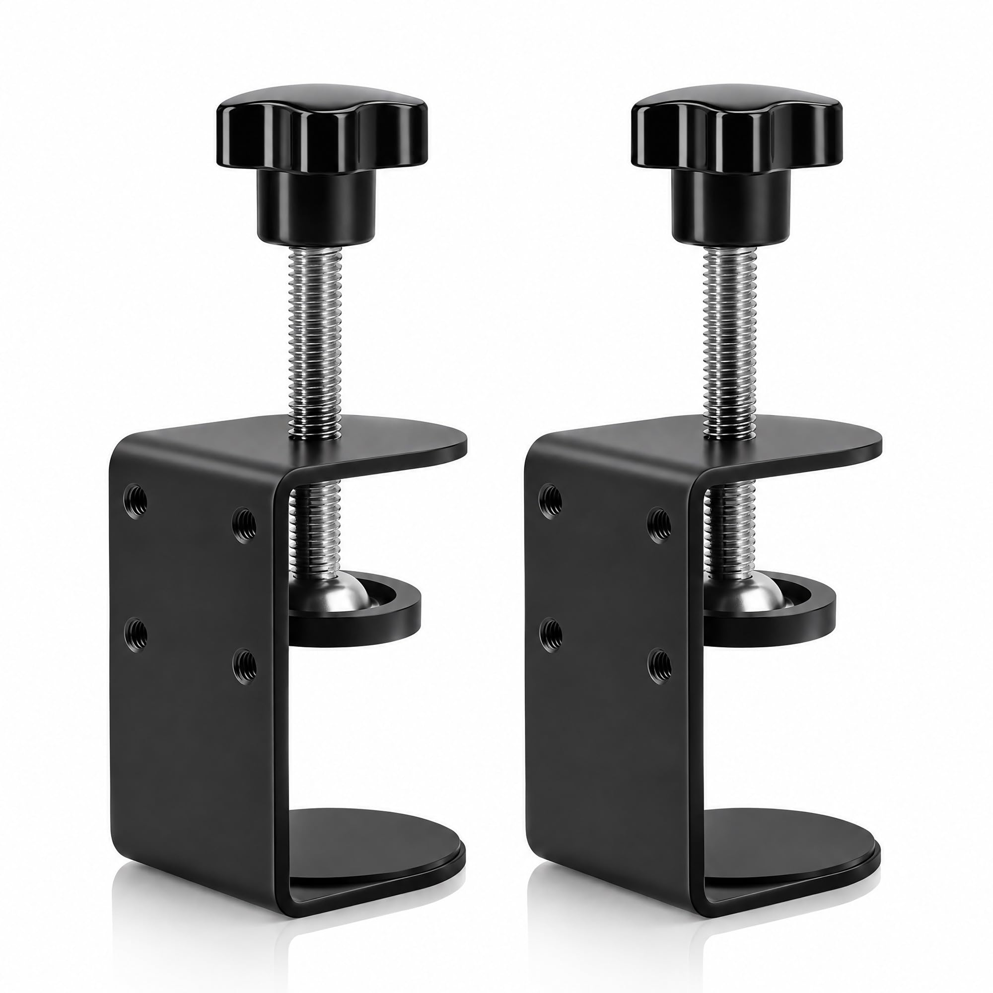 Small C Clamps 2 Inch with 4 Small Holes in the Back, 2-Pack Adjustable Desk C-Clamp for Range 0.39"~2", Versatile Clamp for Brake, Parts Assembly, Fastening, Welding, Woodwork, Metal Work