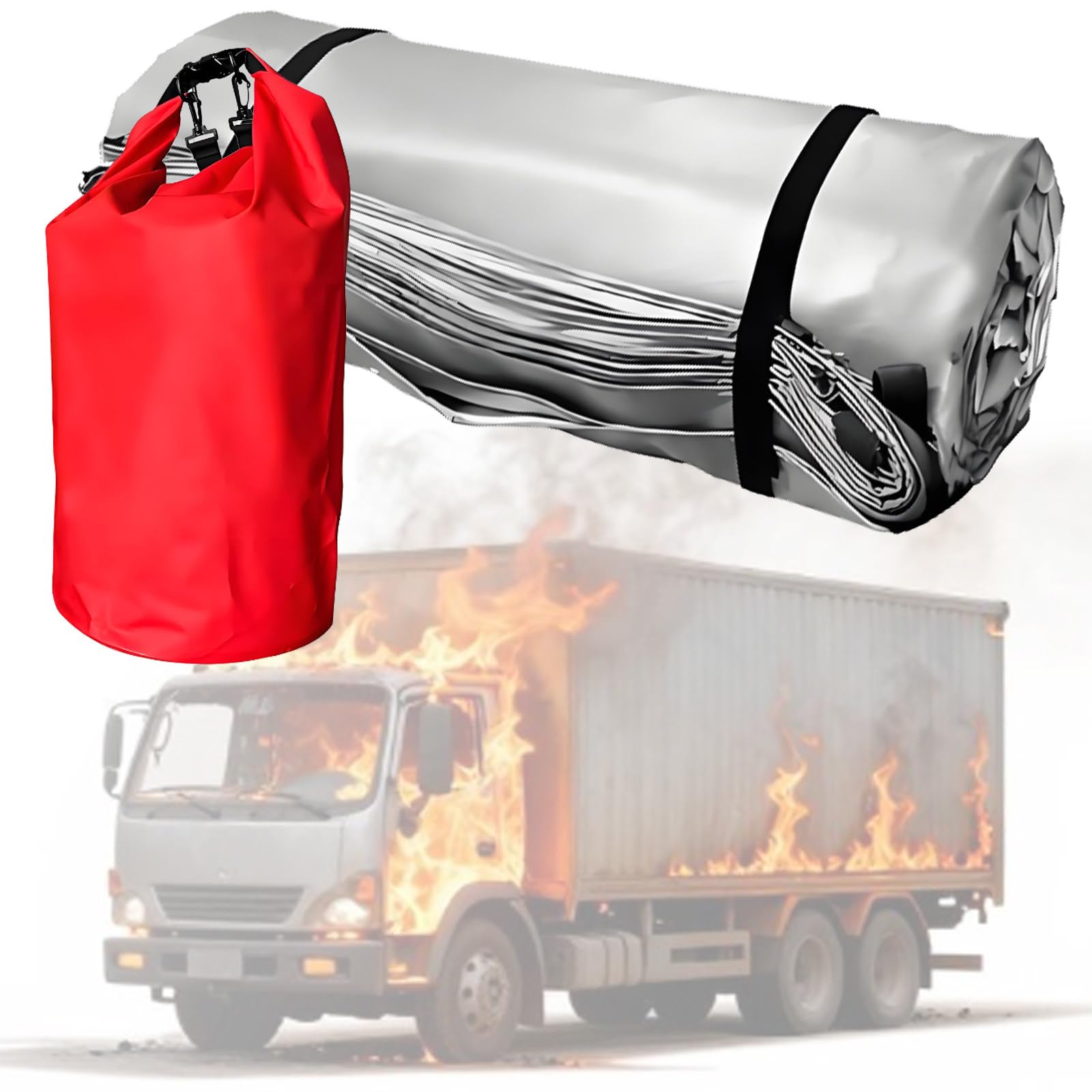 IEOWY Fire Blanket for Vehicles, Large 6x6m Fiberglass & Silicone Emergency Fire Suppression Blanket with Carry Bag, Ideal for Electric & Gas Cars