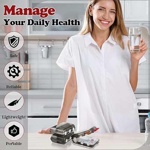 Miniatura 4 de meekoo Pastilleros de viaje, 8 unidades, portátil, pastillero, contenedor de píldoras diario, contenedor de farmacia, pequeño contenedor de viaje