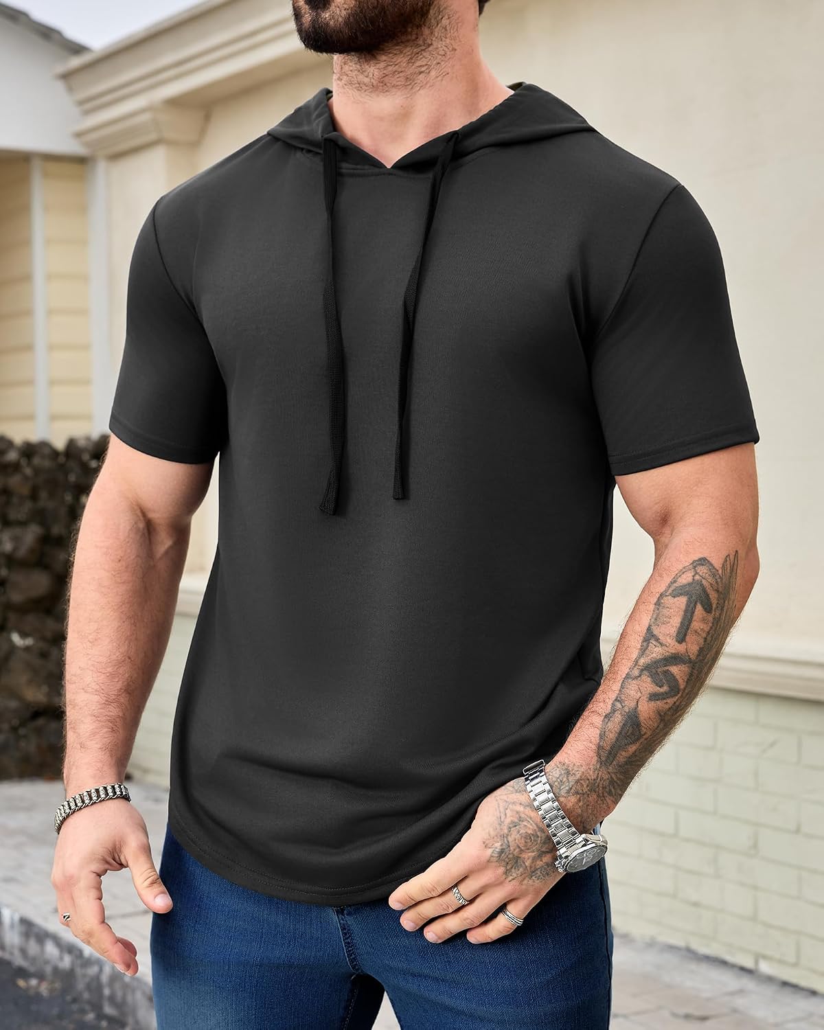 Aiyino Men's Short Sleeve Hoodie Casual Athletic Hooded T-Shirt image 5