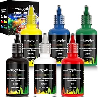 imyyds Airbrush Paint, 6 Color Acrylic Airbrush Paint Set, Water Based Read-to-Spray Air Brush Painting Set, Airbrush Spra...