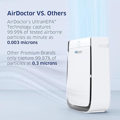 Miniatura 7 de AIRDOCTOR Purificador de aire AD3500 para el hogar y habitaciones grandes de hasta 2,548 pies cuadrados con filtros UltraHEPA, carbono, COV y sensor