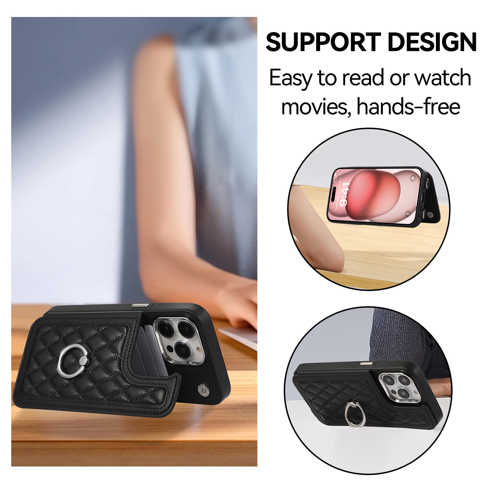 Asuwish Handyhülle Für IPhone 14 Pro Max – Wallet Cover Mit Ring, Displayschutzfolie, RFID-Blocking, Kartenhalter