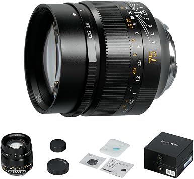 7artisans 75mm F1.25 Manual Focus Prime Lens Compatible for Leica M-Mount Cameras Like Leica M-M Leica M240 M3 M6 M7 M8 M9 M9p M10