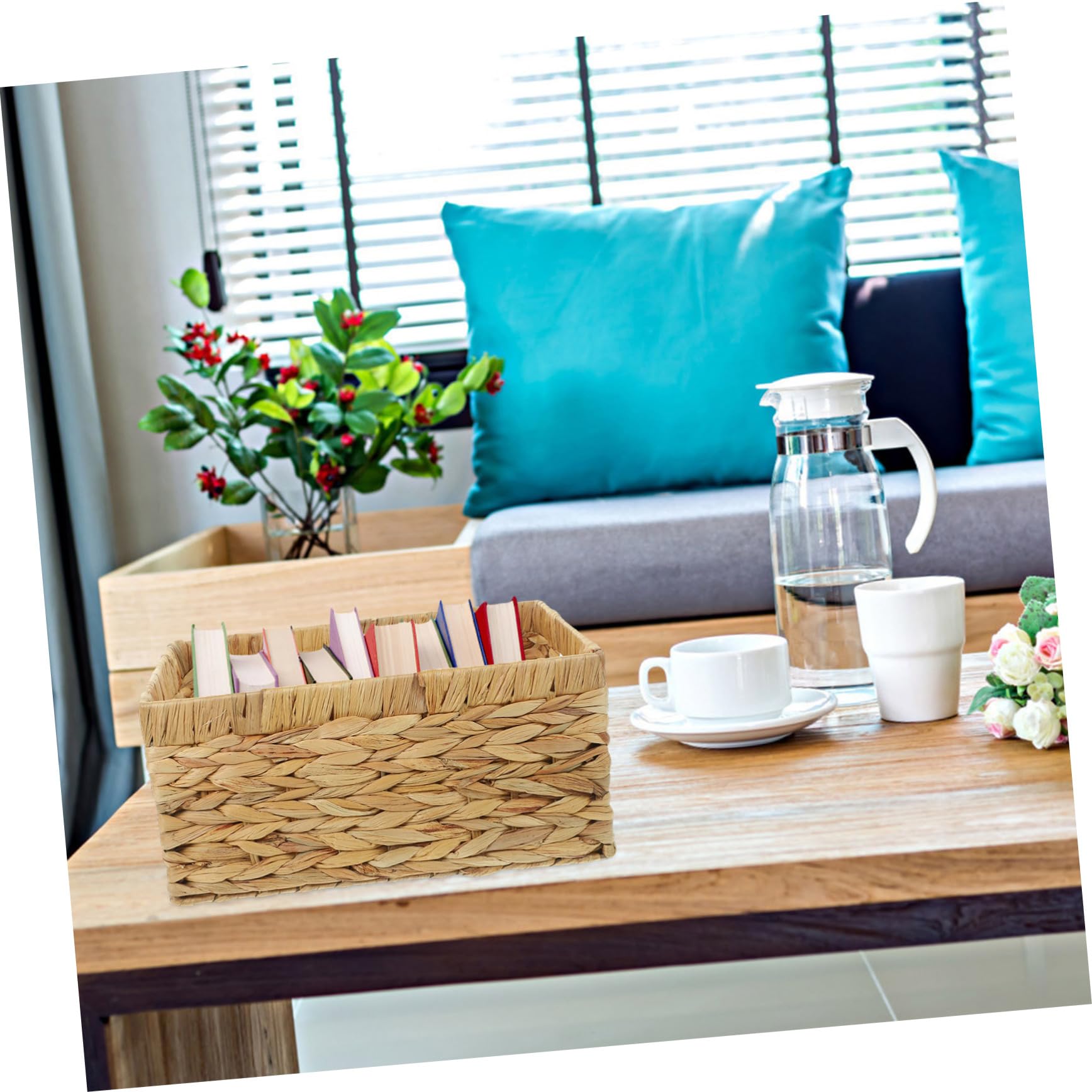Cabilock Panier De Rangement Tissé Jacinthe Eau Séchée Pour Organisation Maison Bureau Salon Chambre Salle De Bain