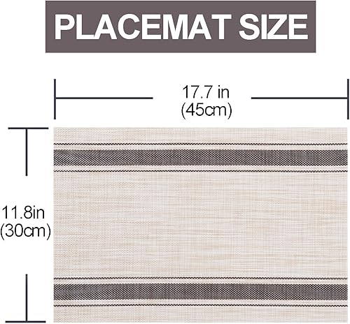 Miniatura 2 de Manteles individuales de vinilo de plástico, lavable, resistente al calor, duradero, PVC, antideslizante, tejido para cocina, comedor (juego de 6,