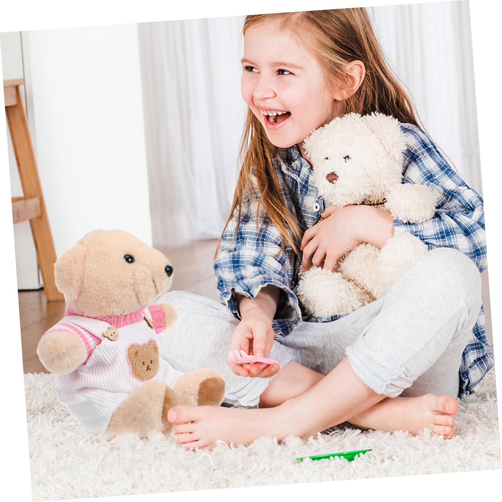Vestiti Per Bambole Orsetto Set 2 Pezzi Maglione E Pantaloni Con Bretelle Abbigliamento Per Peluche Accessori Per Gioco E Foto