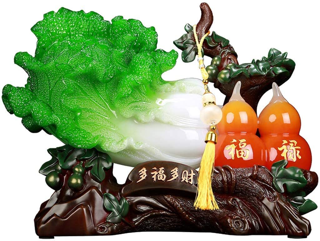 JMYSDFeng Shui Money Cabbage Statue, Money Lucky Fortune Wealth Statues, Resin Handicrafts Artworks Feng Shui Decor Attract Wealth