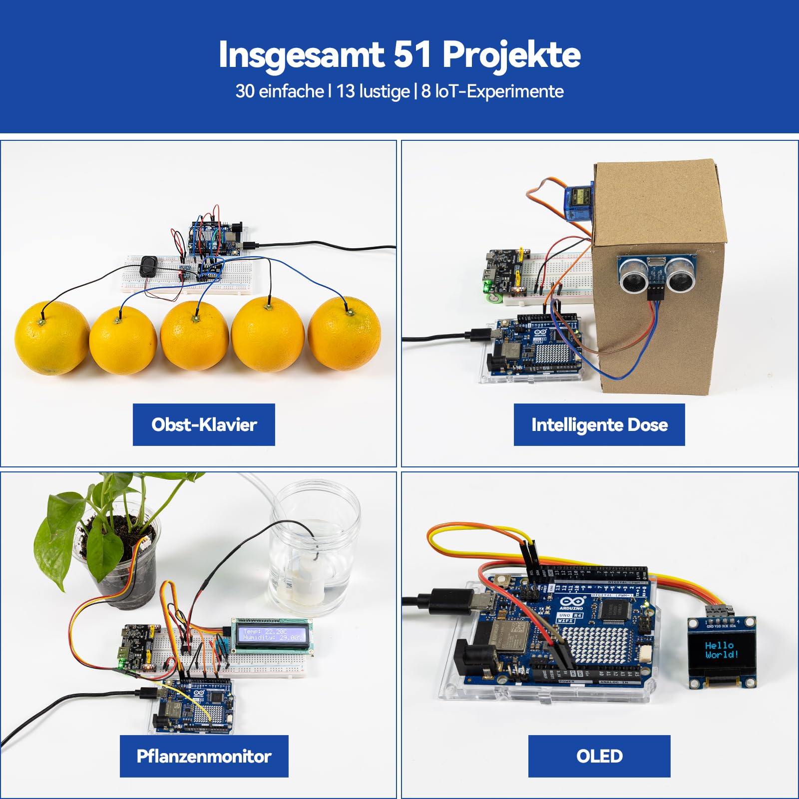 SunFounder Elite Explorer Kit mit original Arduino UNO R4 WiFi, RoHS-konform,Bluetooth,IoT,ESP32,IIC LCD1602,OLED, Super Starter Kit,Online-Tutorials & englische Videokurse für Anfänger & Ingenieure