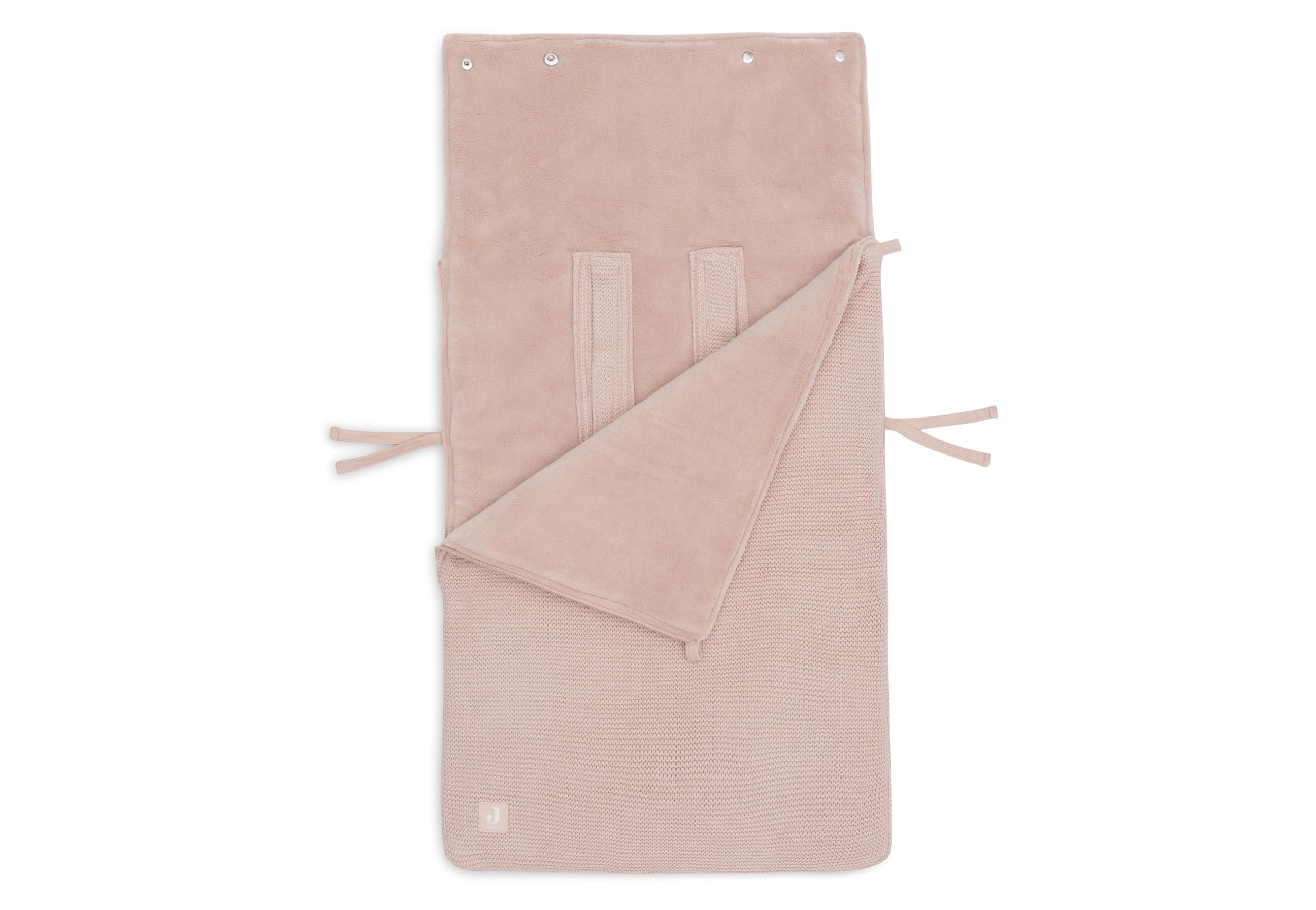 Jollein Fußsack Basic Knit – Wild Rose – Für Babyschale Kinderautositz Gruppe 0+ und Kinderwagen – Für 3-Punkt- und 5-Punkt-Gurt – Strickmuster und Fleecefutter