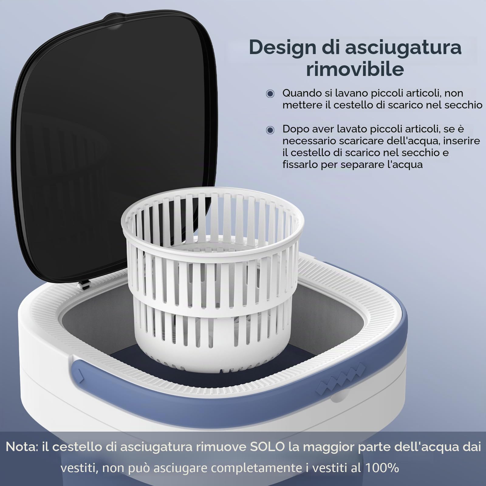 Lavatrice Portatile 12L Mini Con 3 Modalità di Pulizia Profonda, Aggiornata Piccola Con Cestello Centrifuga Rimovibile, da Campeggio Pieghevole per Appartamenti (Viola)