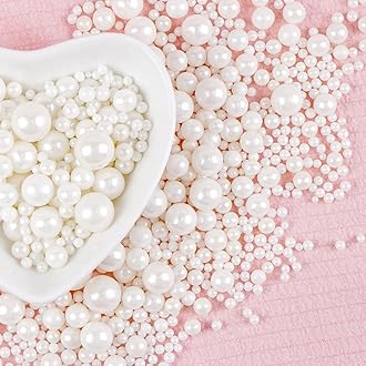 Valentines White Pearl Sugar Sprinkles for Cake Decorating, Candy Pearls Cupcake Toppers, 150g/5.29oz Mix Size, Baking Cake Decorations, Valentine's Day, Wedding Party Holiday Supplies