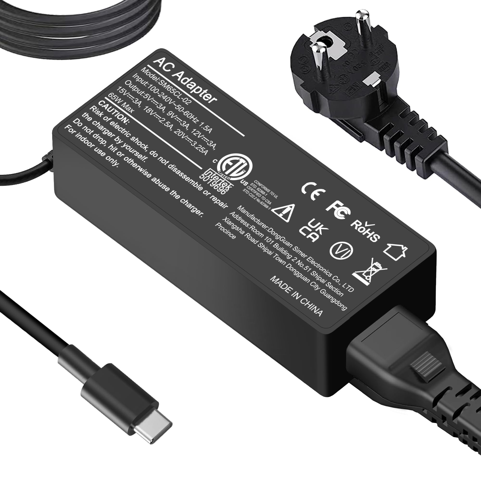 YBXYJQT 65W USB C Fast Charger Compatible with Lenovo Thinkpad X1 Carbon, T14, T15, T480, T490, T580, T590, E480, E490,Chromebook C330, S330, 100e, 300e, 500e,Yoga 720,910,920 Portable Adapter