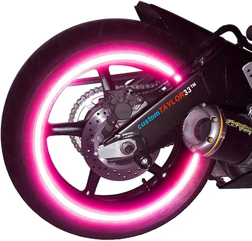Cintas de seguridad para los neumáticos de motos customTAYLOR33 de color rosa, edición especial, de grado de alta intensidad, reflectantes, con
