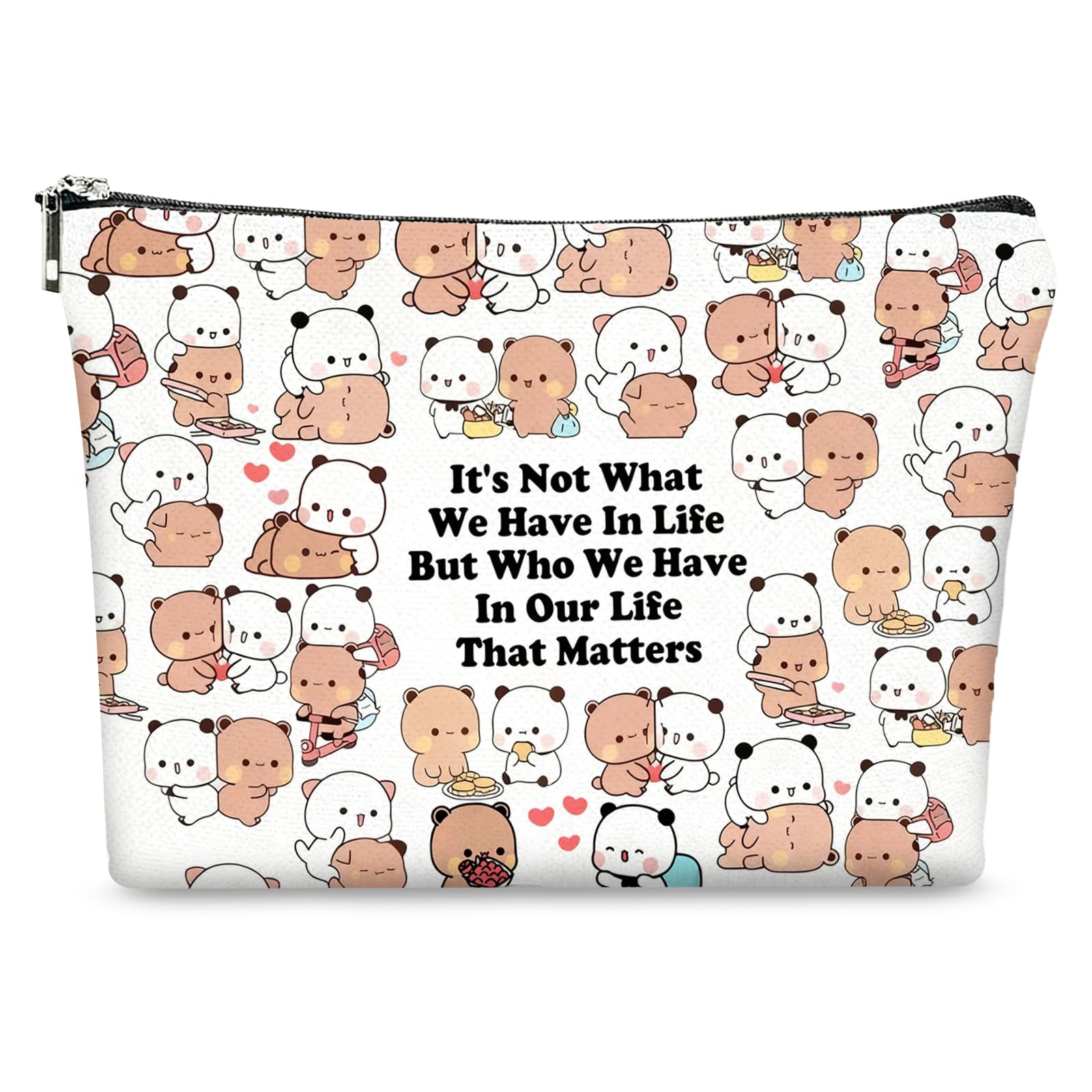Bubu Dudu Trousse da donna Kawaii con chiusura lampo e fodera, coppia di anime da toilette da donna, pratica coppia regalo per compleanni, feste e anniversari
