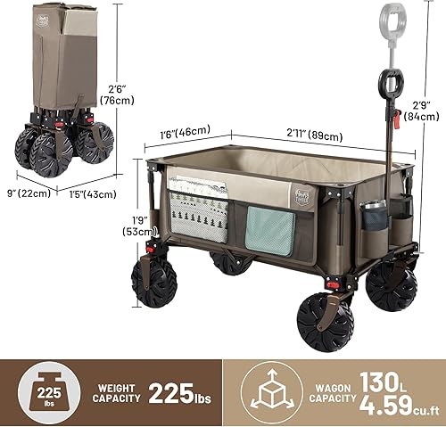 Miniatura 7 de Timber Ridge - Carrito plegable para exteriores, carrito de utilidad, carrito plegable resistente con ruedas todo terreno para compras, camping,