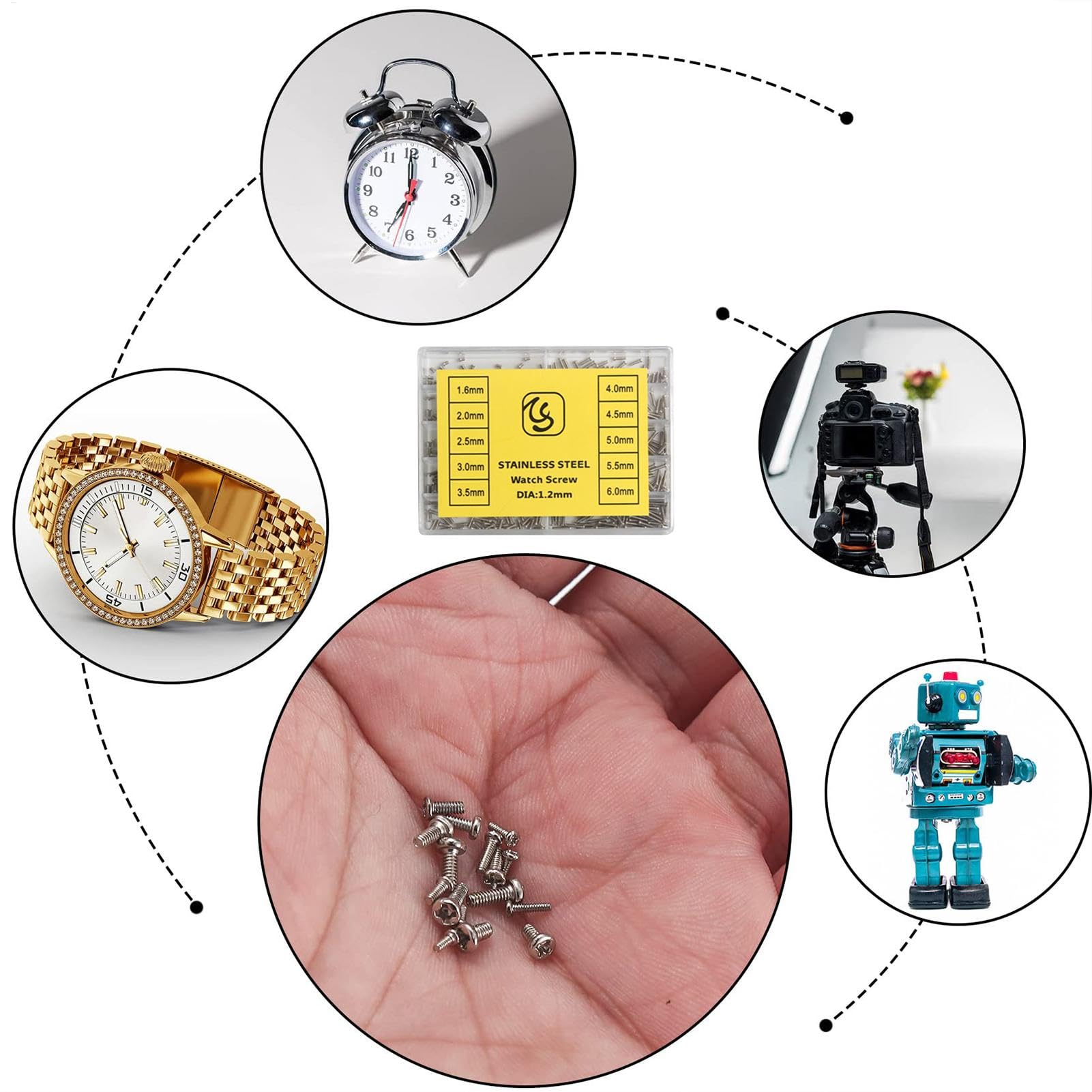 Amazon | 時計用極小ネジ、時計ネジキット | 500 個の時計ネジ