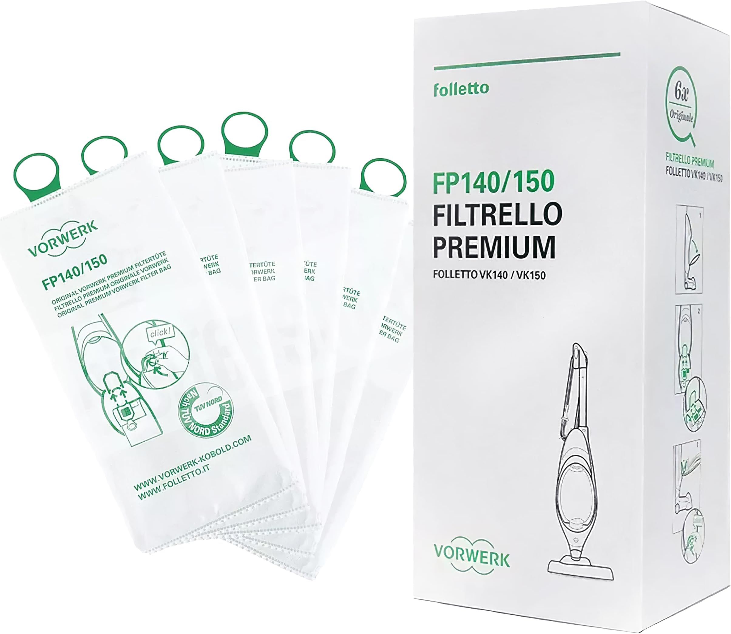 12 Sacs + Filtres + Parfums Pour Aspirateur Vorwerk Folletto VK140 VK150 - Fraise - Non Origine