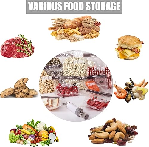 Miniatura 4 de Sous Vide Bags - Paquete de 20 bolsas reutilizables al vacío para almacenamiento de alimentos con 3 tamaños, 1 bomba de mano, 4 clips de sellado