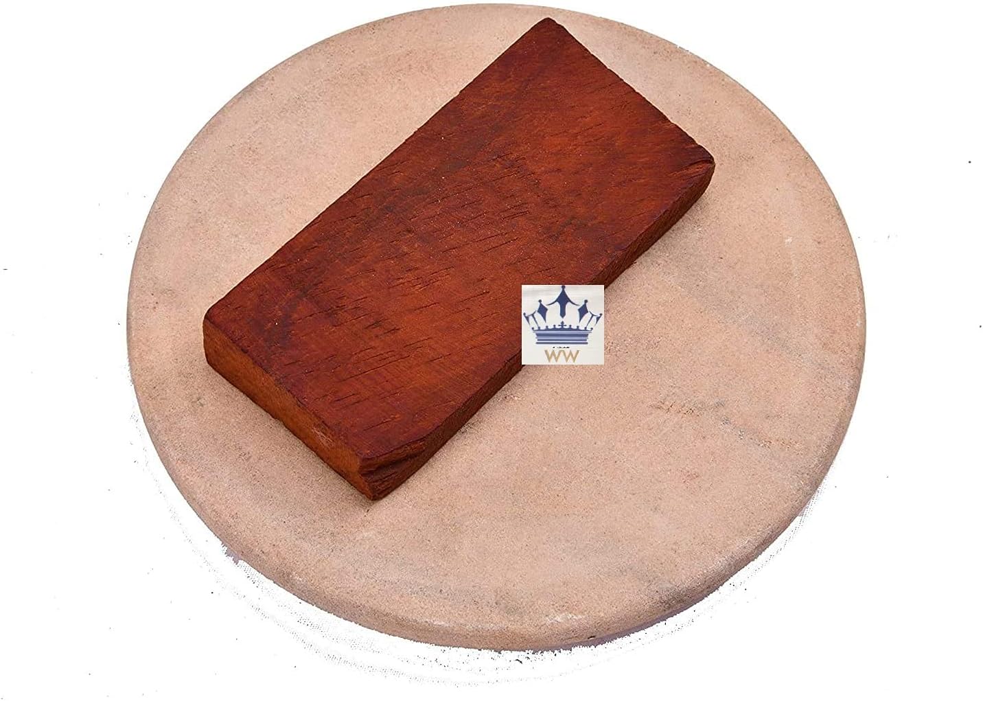 Will and Weaves Handmade Sandalwood Rubbing Board Rubbing Stone Chandan Stick Rubbing Stone 6 Inch with Red Chandan Stick 50 Gram