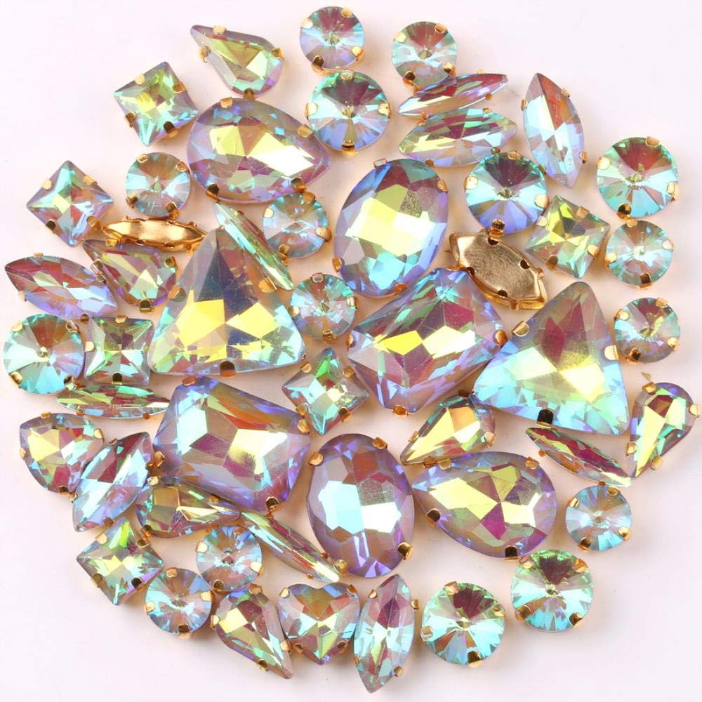 INSPIRELLE 120 Pezzi Strass A Forma Di Girasole In Cristallo - Cuci Su Abiti, Abiti Da Sposa, Artigianato Fai Da Te, 12 Colori Con Scatola
