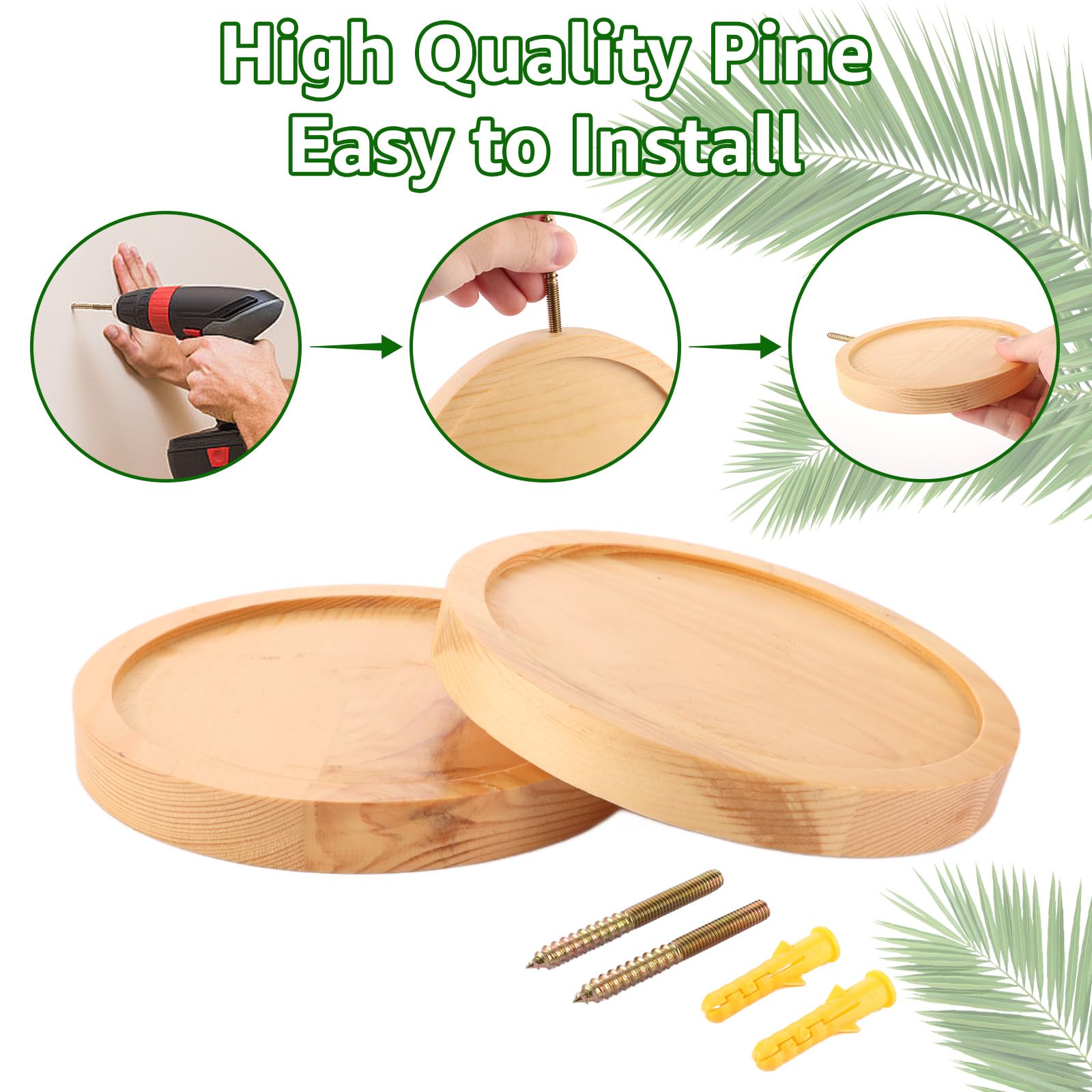 Wandregal-Set Aus Holz – 4 Runde Regale Ø15cm Für Deko, Pflanzen & Bücher