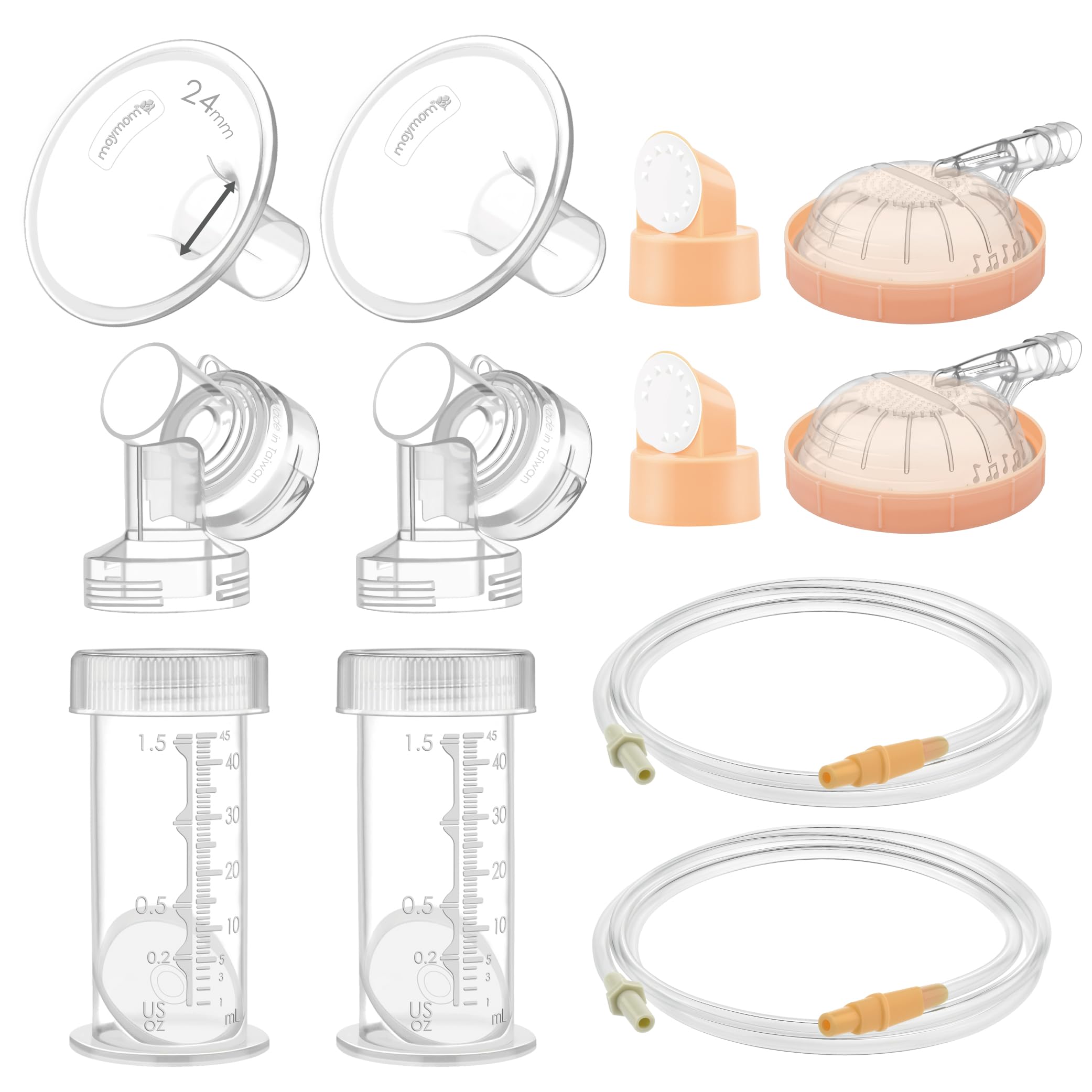 Maymom Części pompy kompatybilne z Medela Symphony, kołnierz 24 mm (odłączana osłona i złącze) nieoryginalne części pompy Medela Symphony 45 ml - zawór membranowy