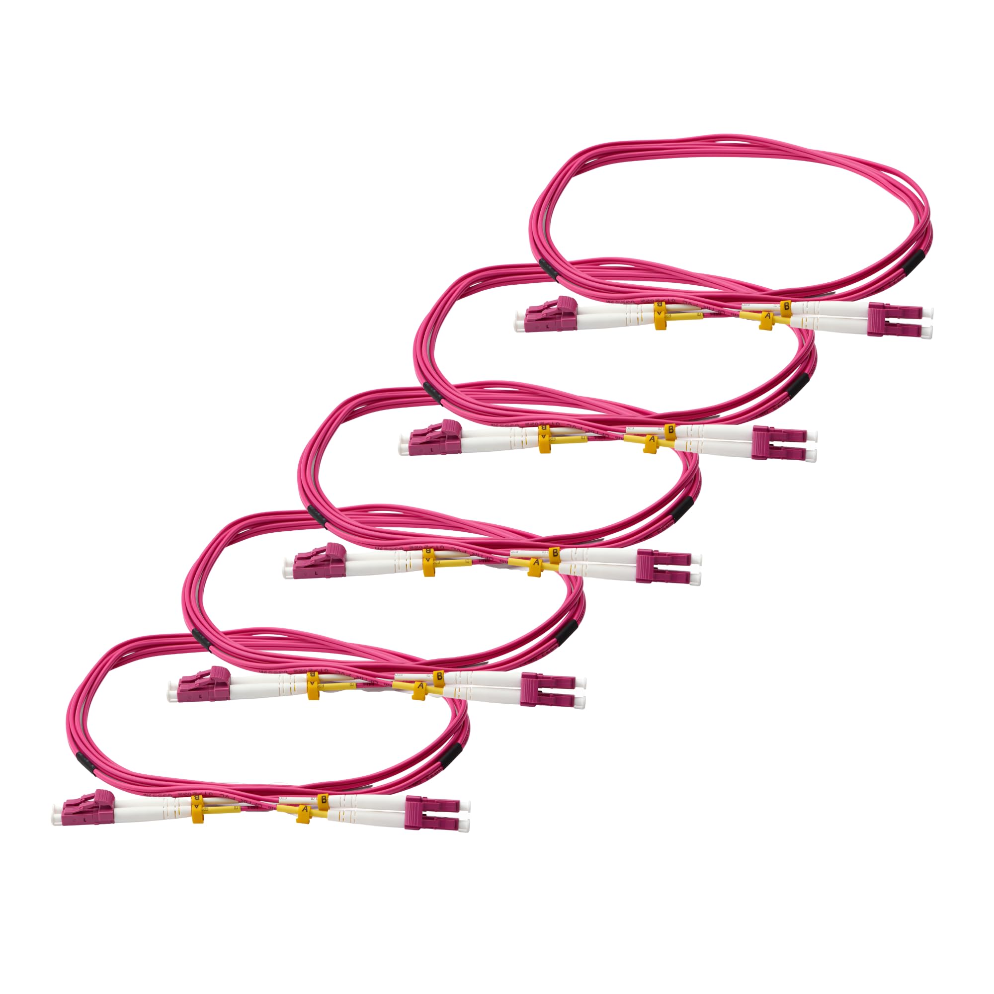 trueCABLE LC to LC OM4 Fiber Patch Cable, 0.5m (1.64ft), UPC Polish, 100GB Multimode (MM) Duplex 50/125um, Riser Rated (OFNR), UL Listed, 5 Pack,